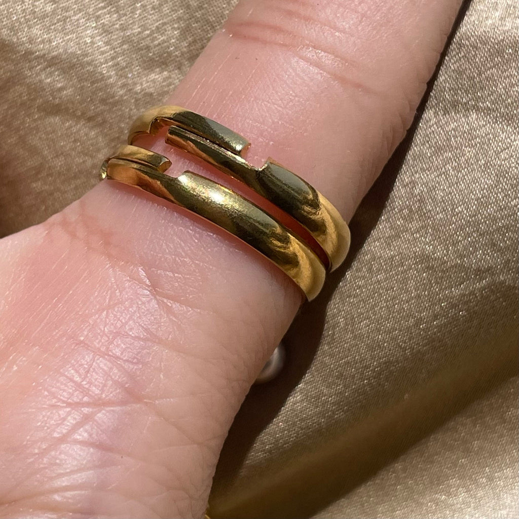 Chain Pearl Double Stacking Adjustable Ring