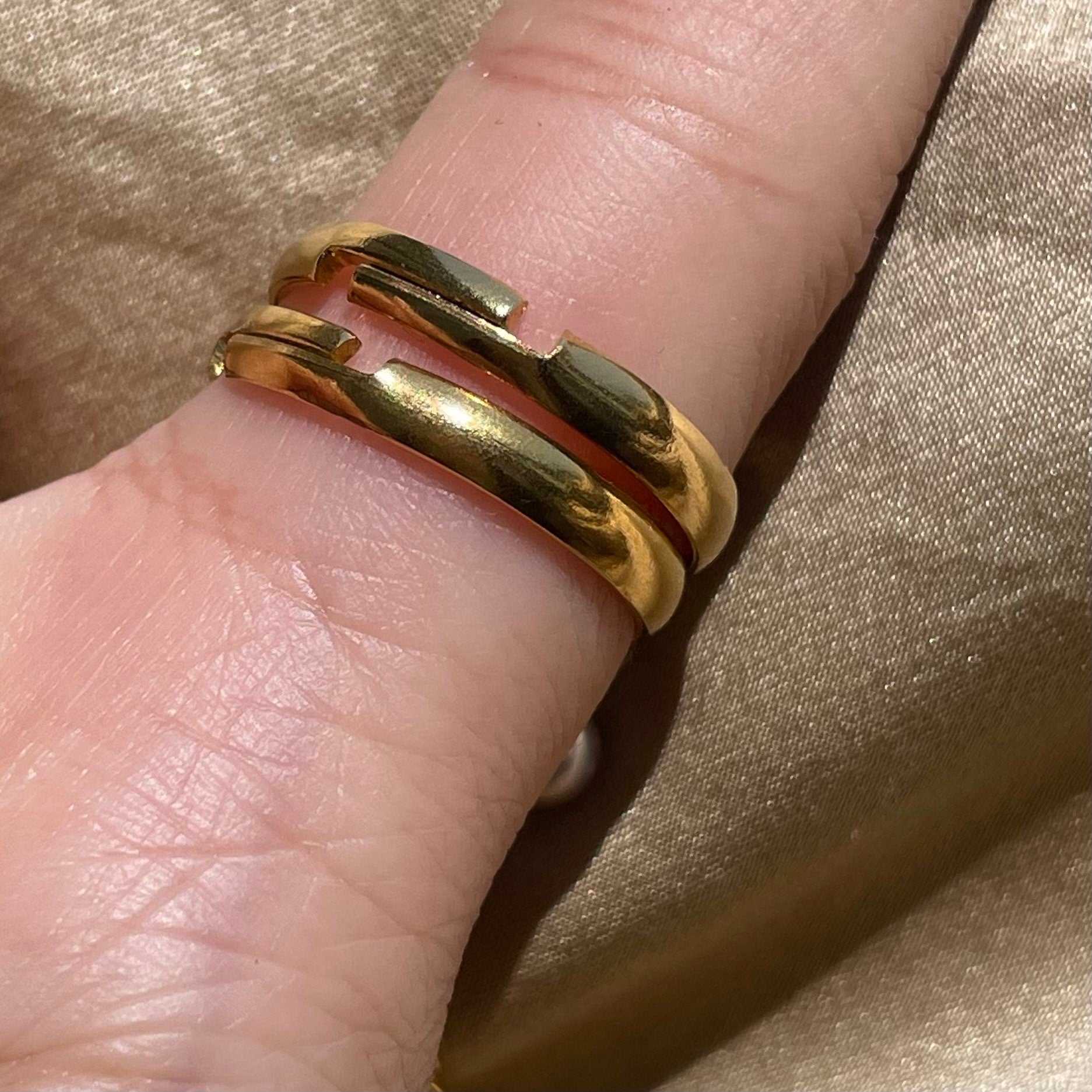 Chain Pearl Double Stacking Adjustable Ring