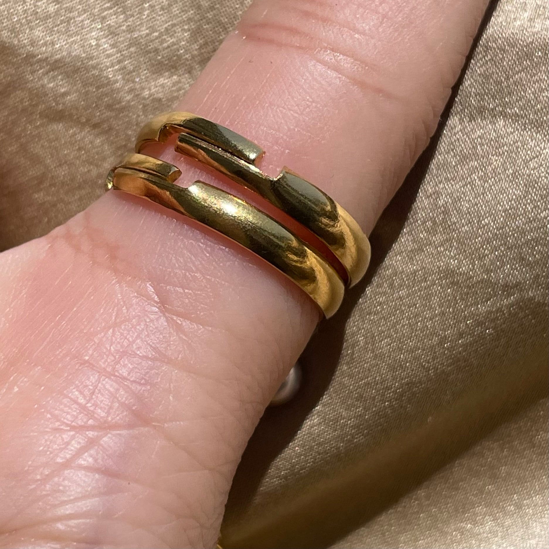 Chain Tigers Eye Double Stacking Adjustable Ring