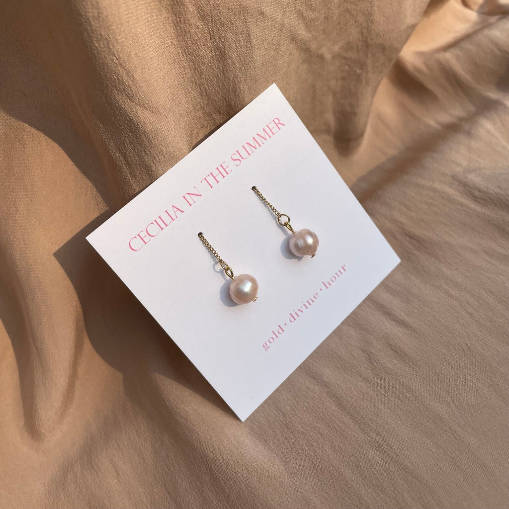 Potato Pearl Simple Threader Earrings ~ Steel Base