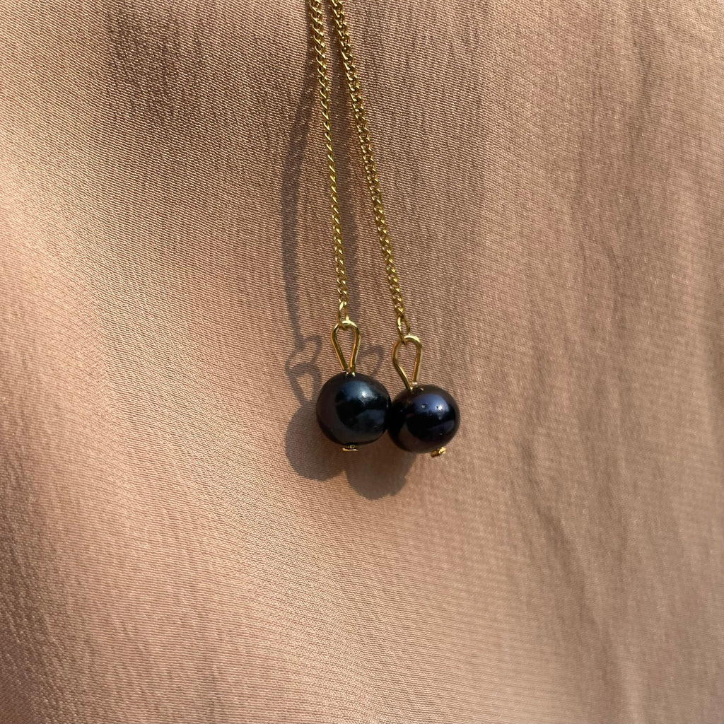 Potato Pearl Simple Threader Earrings ~ Steel Base
