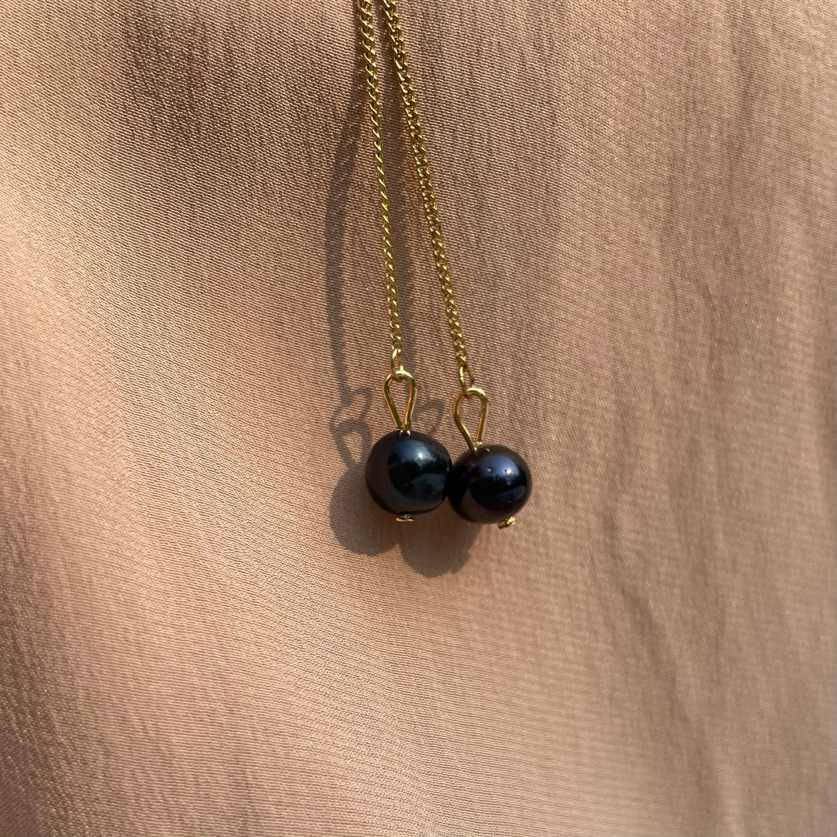 Potato Pearl Simple Threader Earrings ~ Steel Base