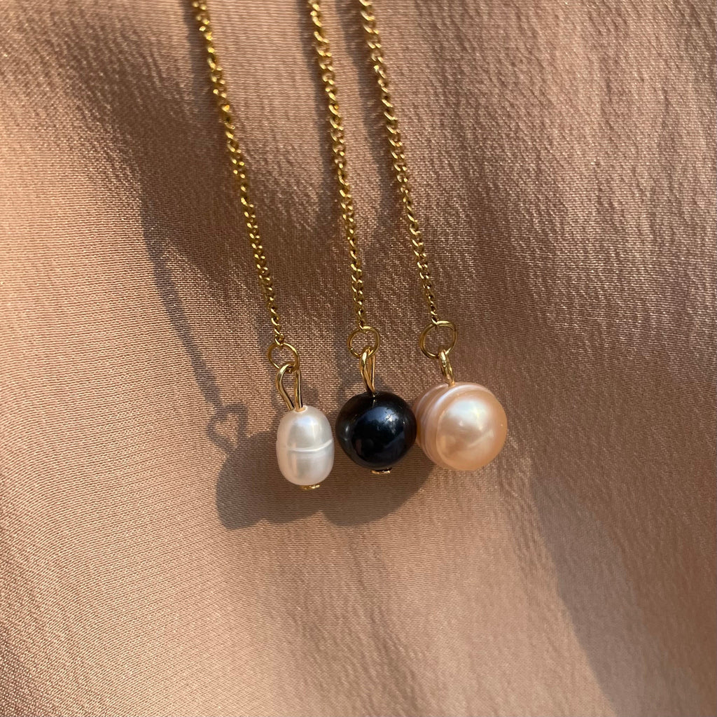 Potato Pearl Simple Threader Earrings ~ Steel Base