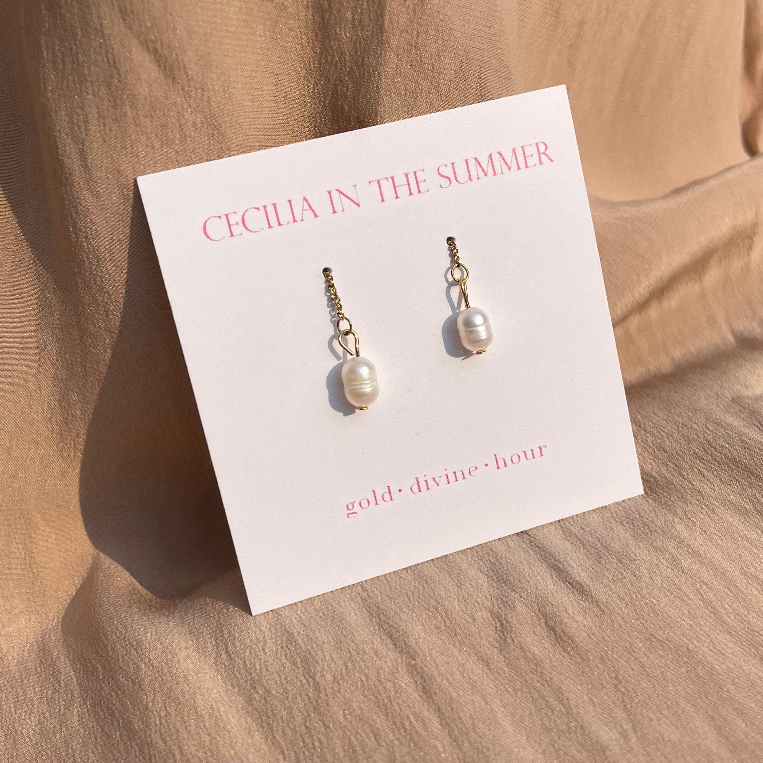 Potato Pearl Simple Threader Earrings ~ Steel Base
