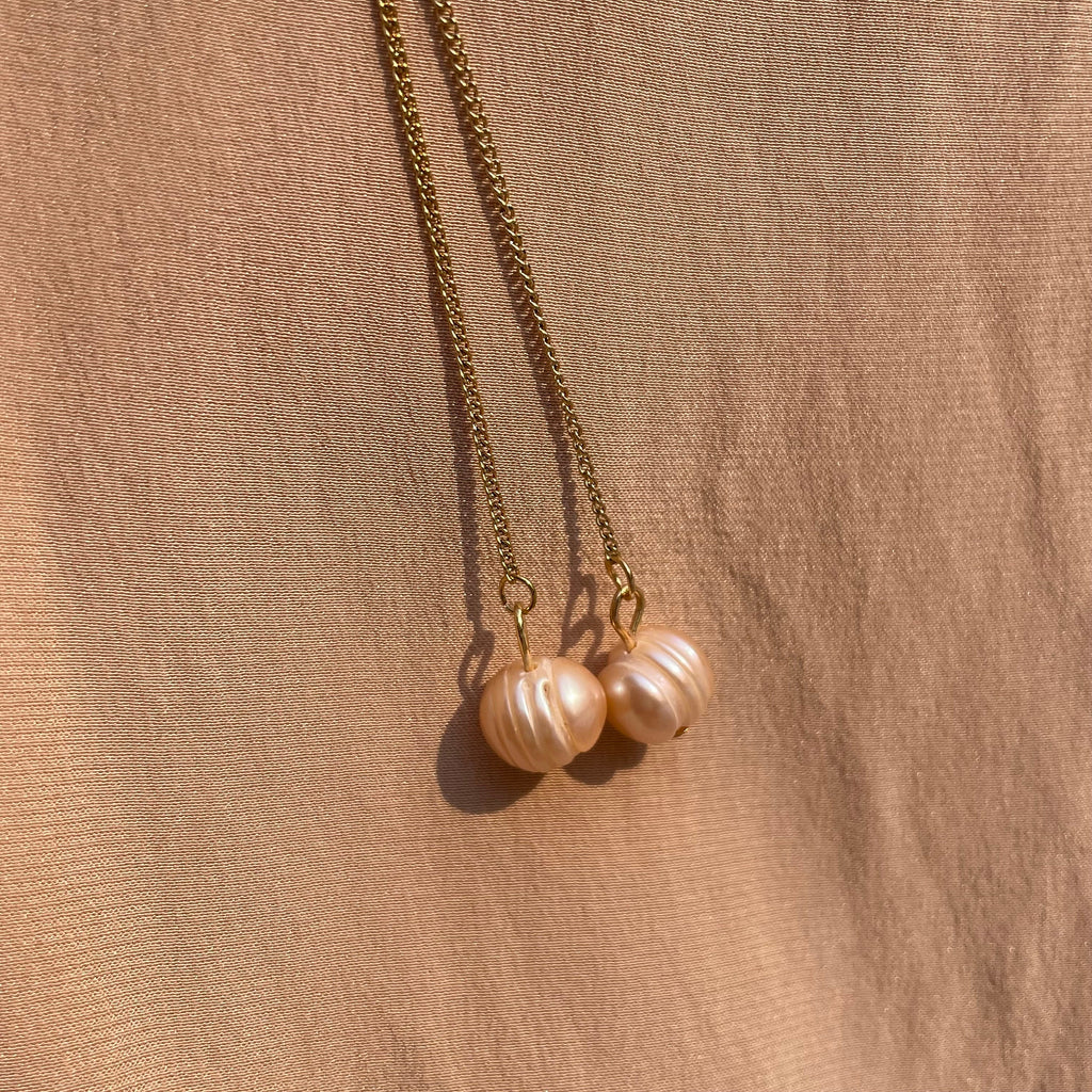 Potato Pearl Simple Threader Earrings ~ Steel Base