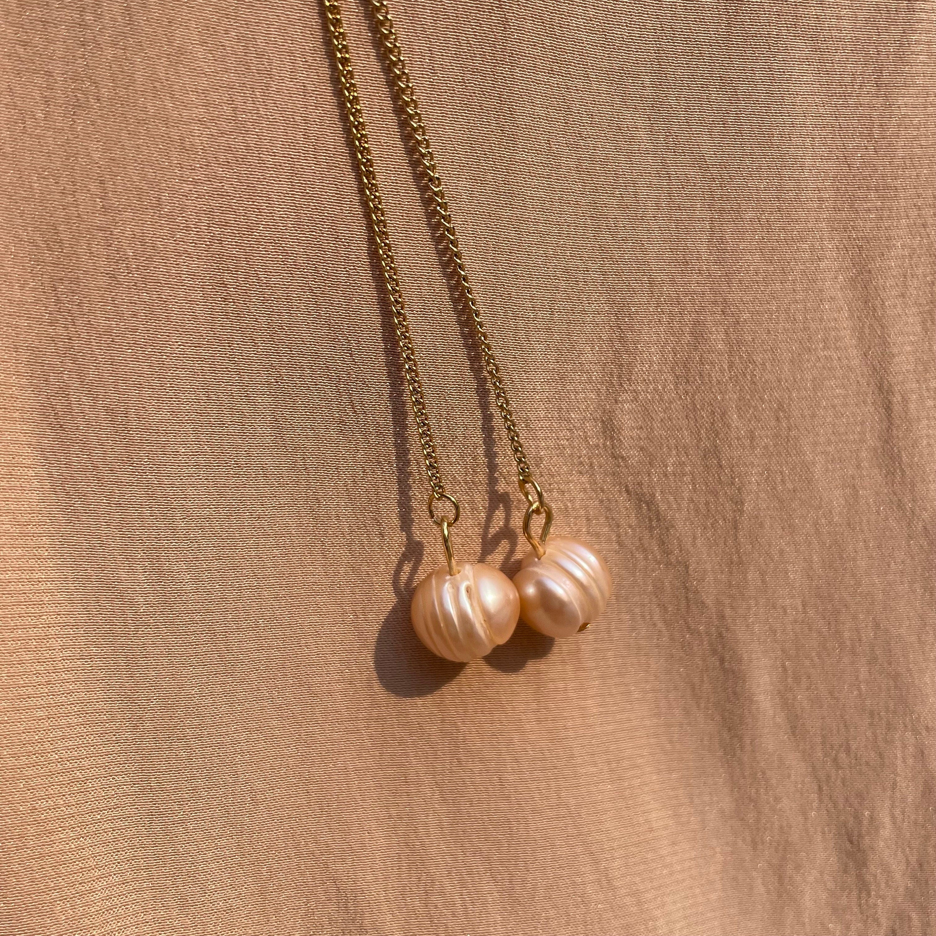 Potato Pearl Simple Threader Earrings ~ Steel Base