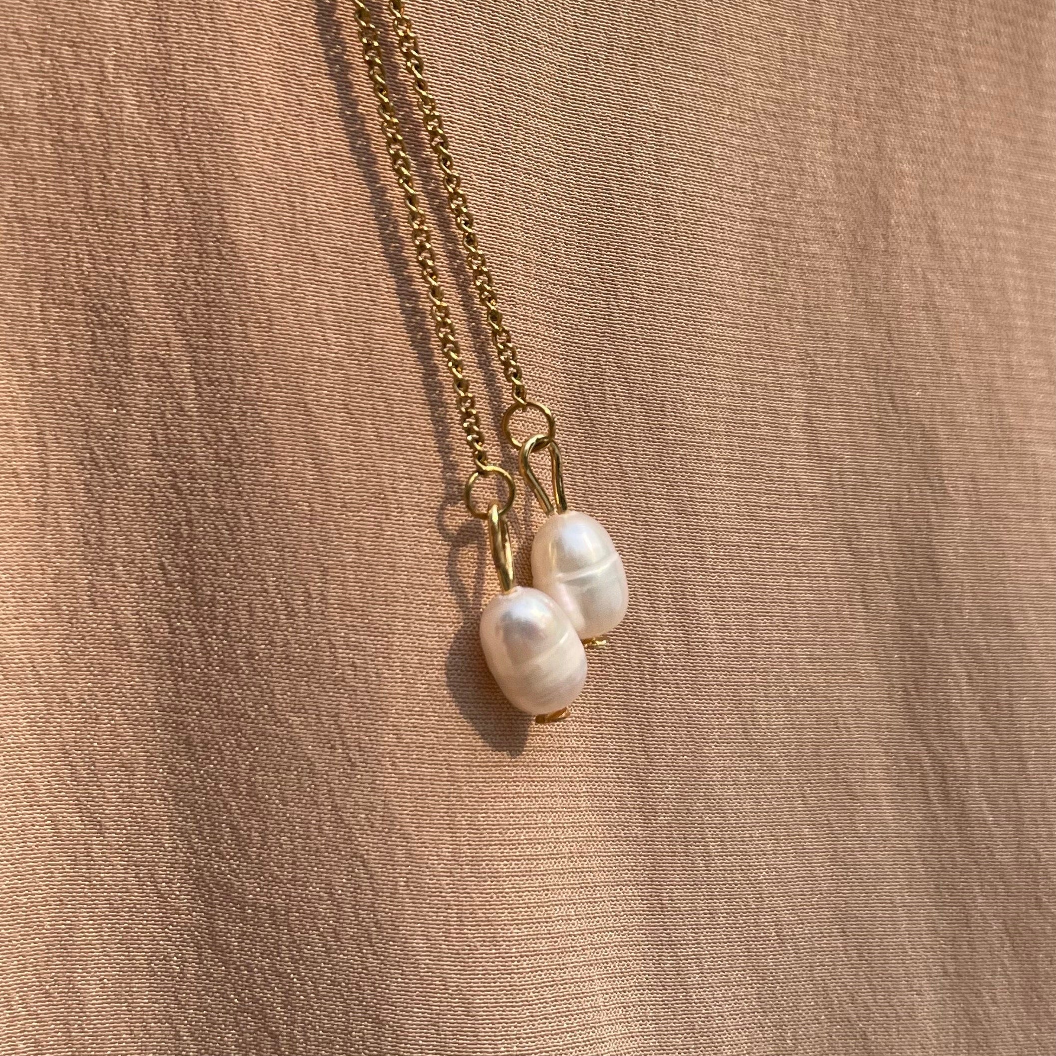 Potato Pearl Simple Threader Earrings ~ Steel Base