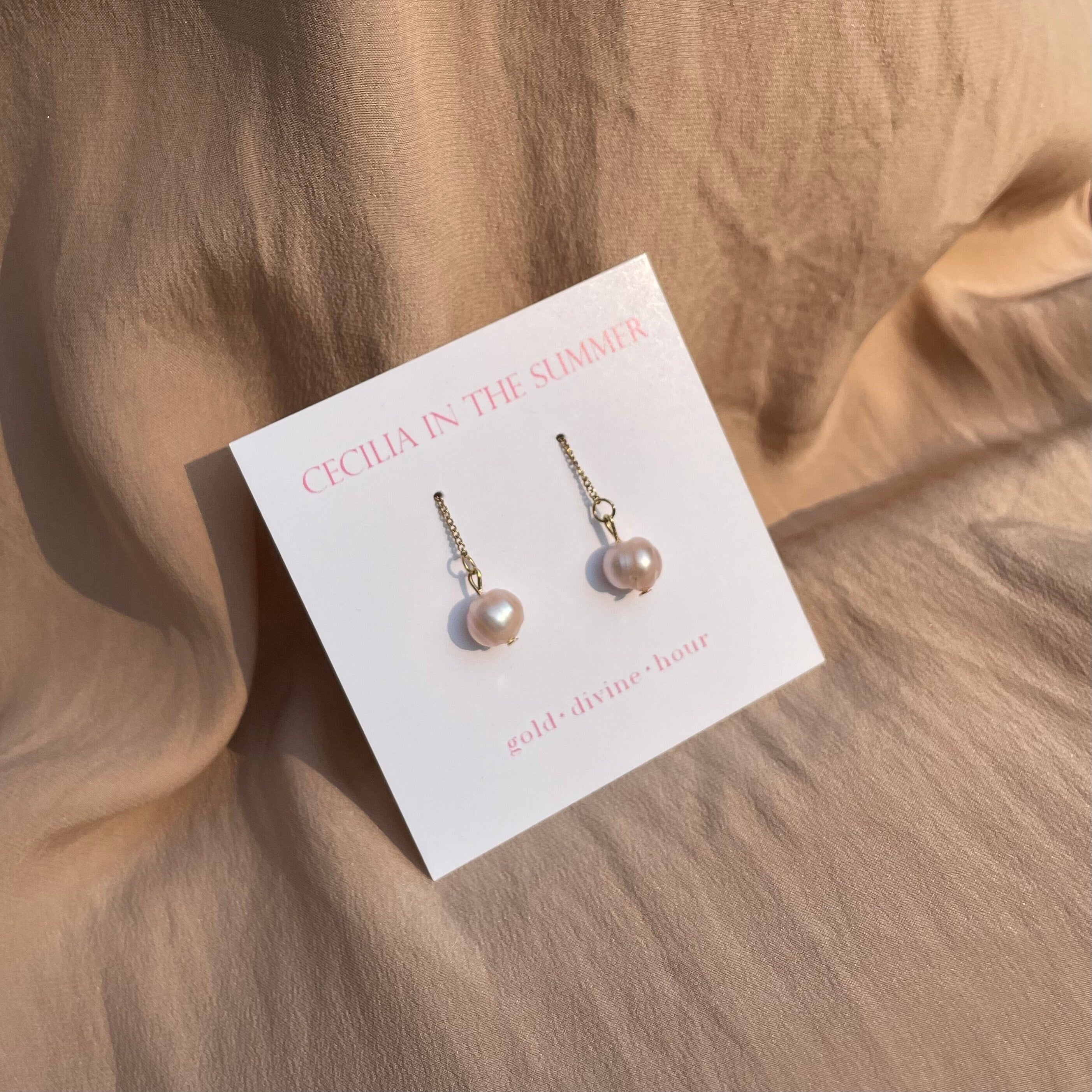 Potato Pearl Simple Threader Earrings ~ Steel Base
