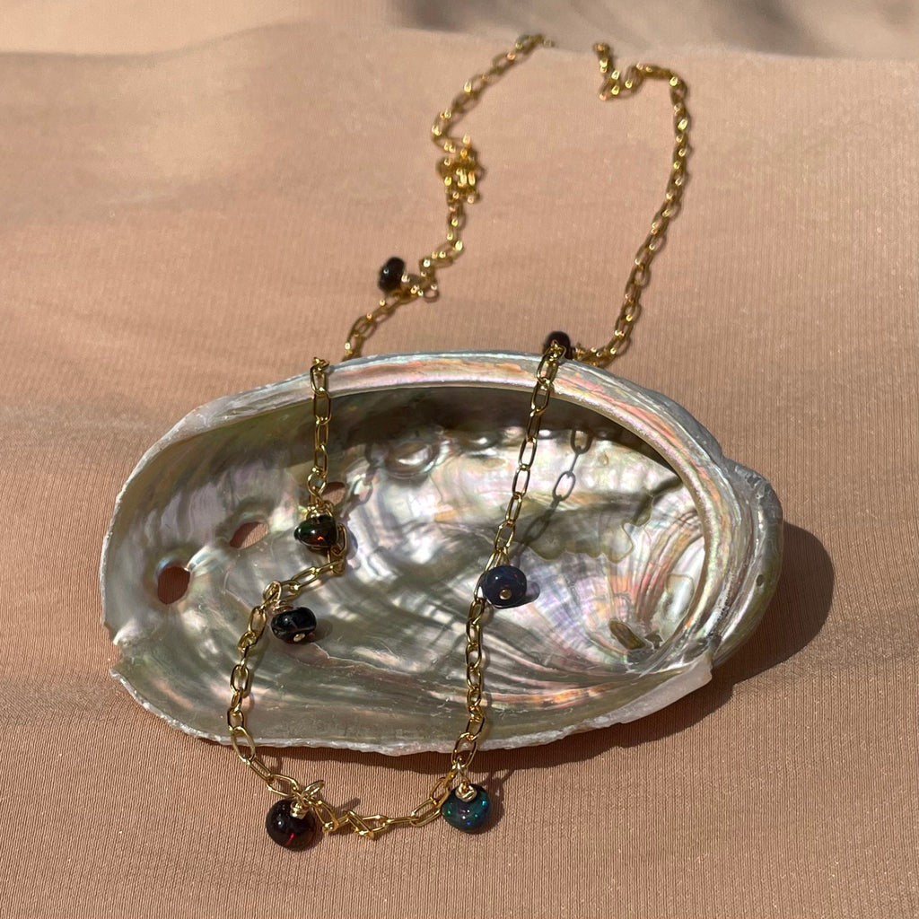14kt Gold Fill Opal Paperclip Necklace