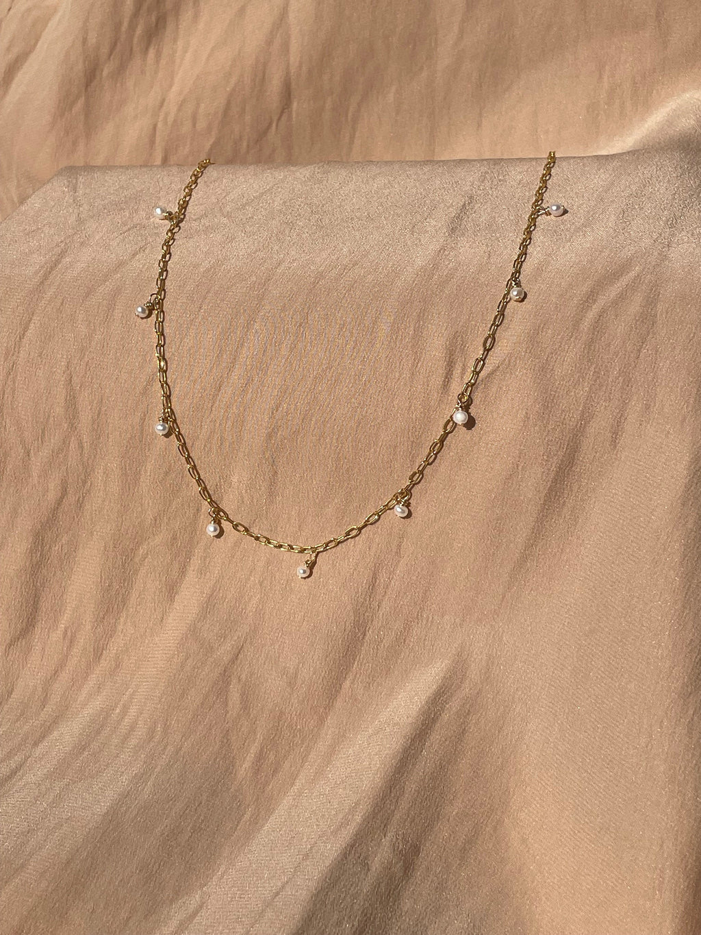 14kt Gold Fill Pearl Paperclip Necklace
