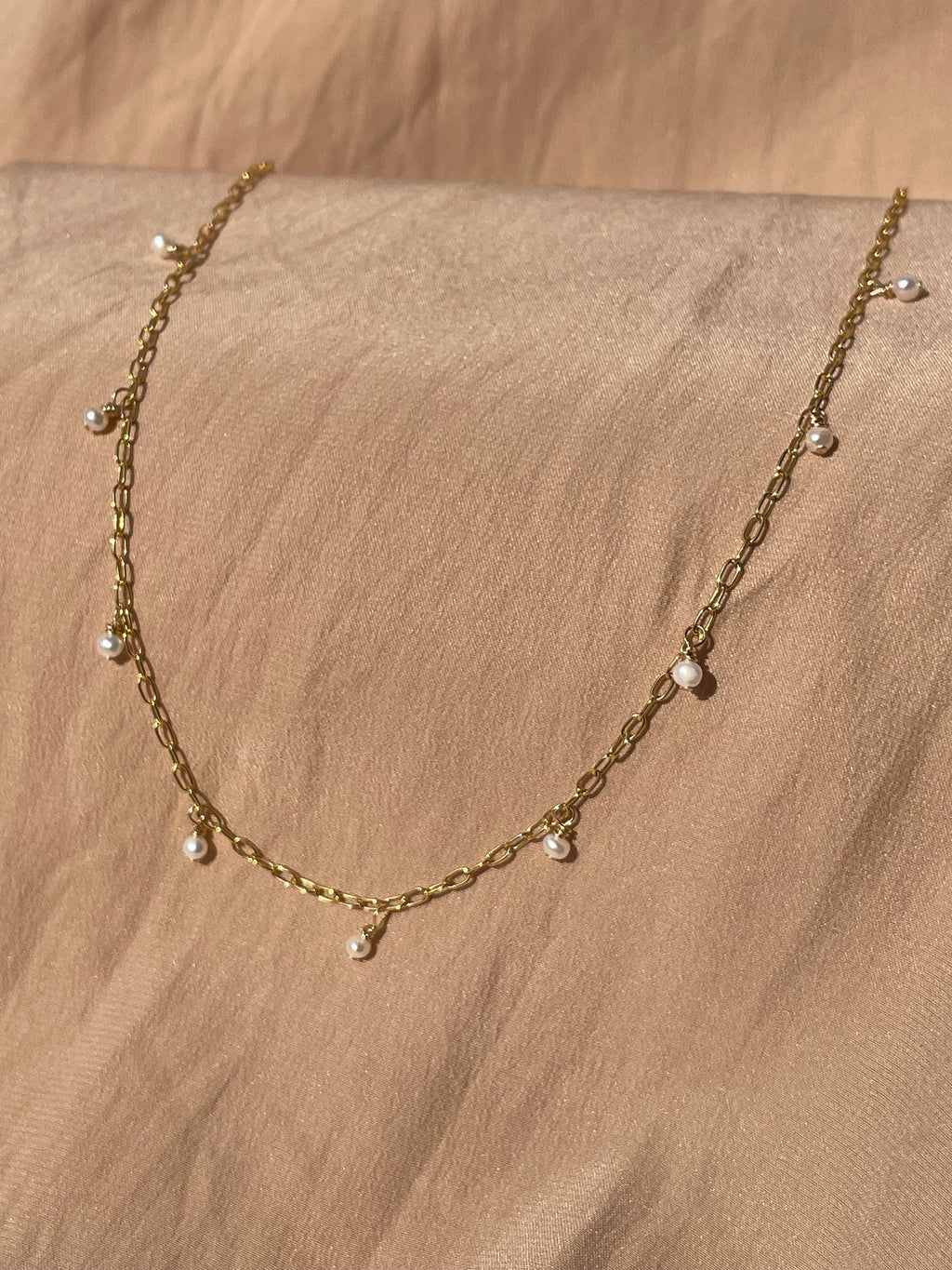 14kt Gold Fill Pearl Paperclip Necklace