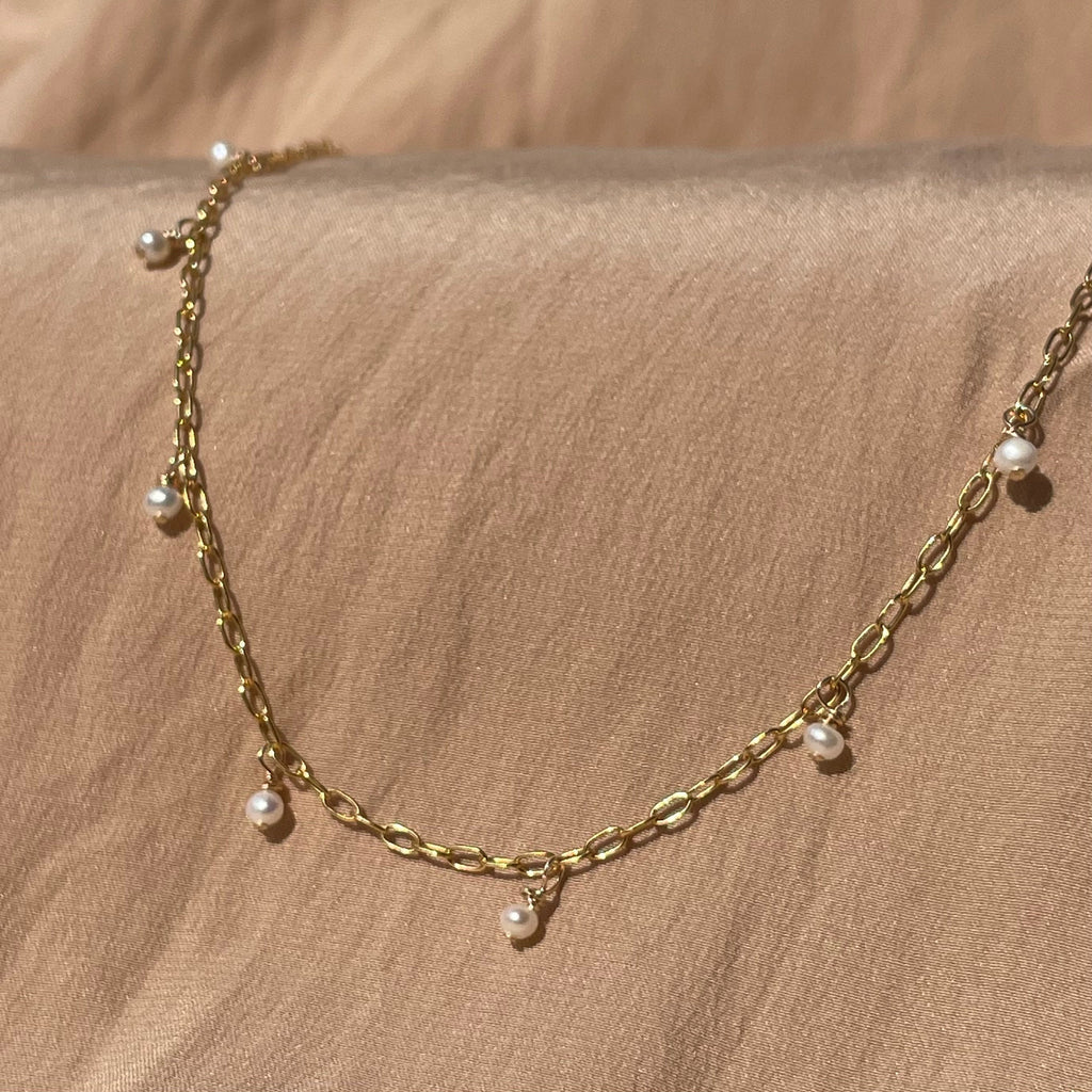 14kt Gold Fill Pearl Paperclip Necklace
