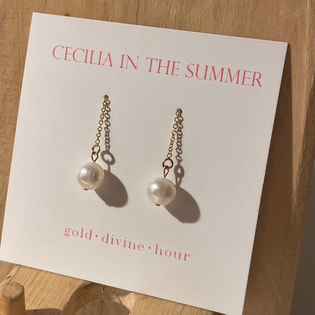 Potato Pearl Simple Threader Earrings ~ 14kt Gold Filled
