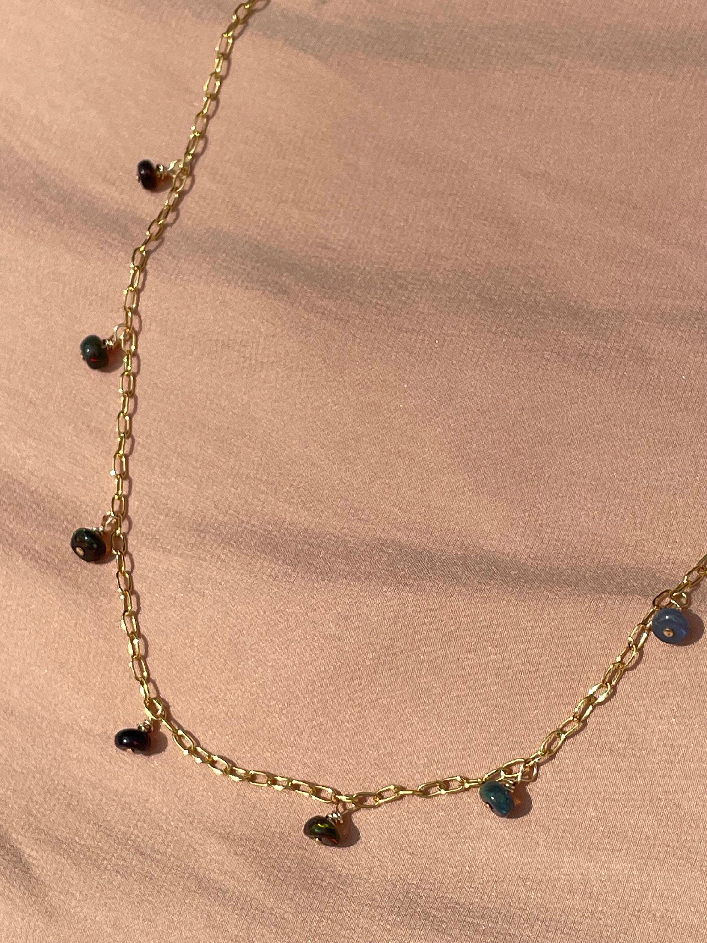 14kt Gold Fill Opal Paperclip Necklace