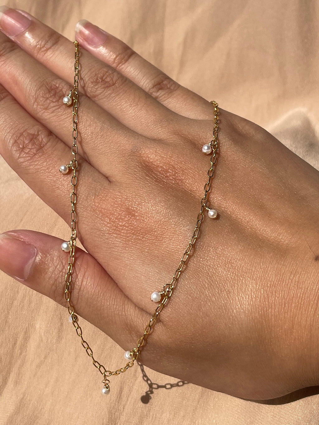 14kt Gold Fill Pearl Paperclip Necklace