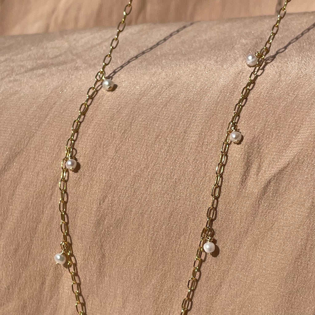 14kt Gold Fill Pearl Paperclip Necklace