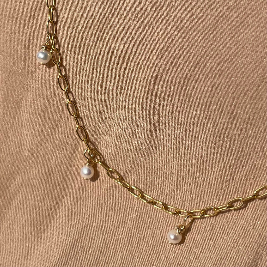 14kt Gold Fill Pearl Paperclip Necklace