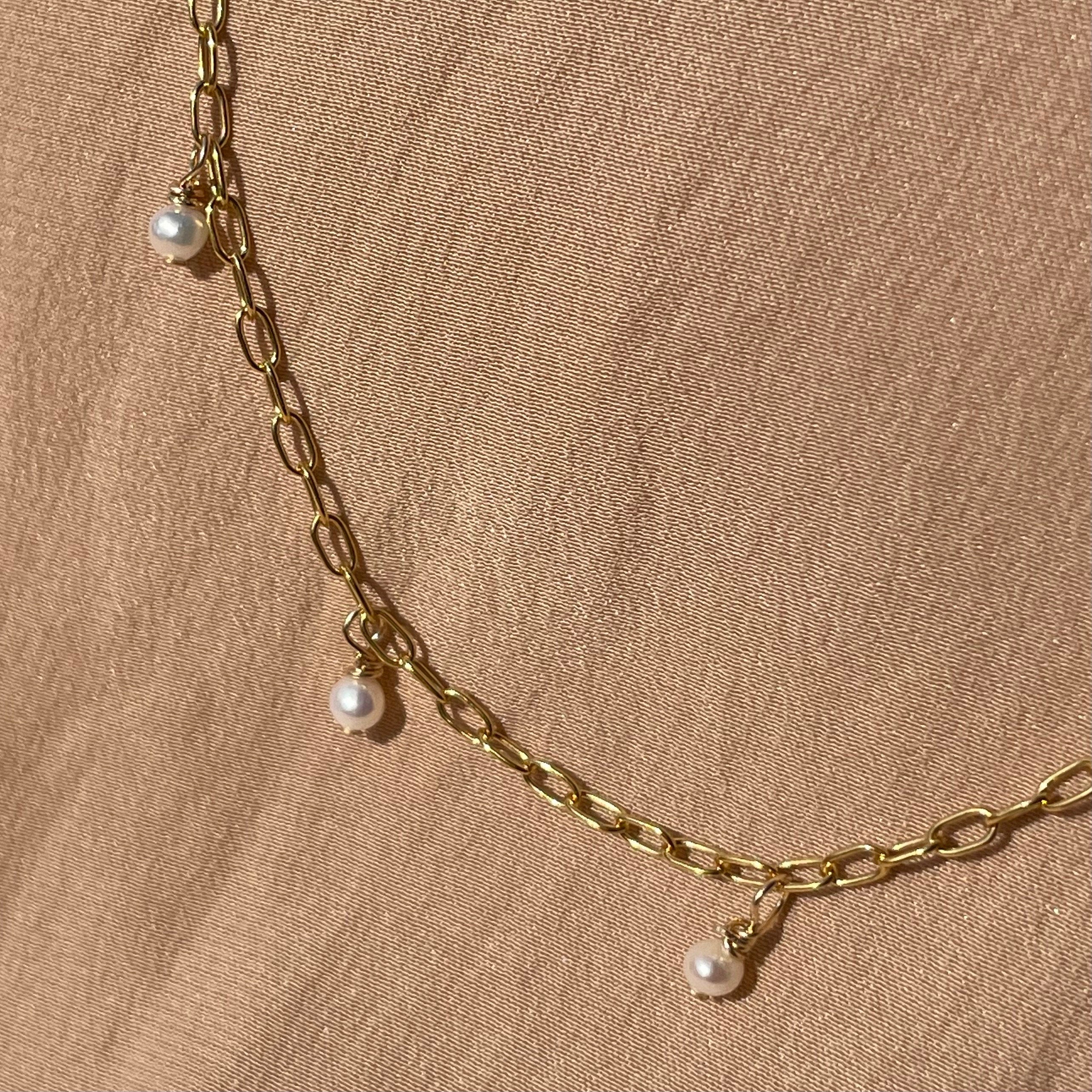 14kt Gold Fill Pearl Paperclip Necklace
