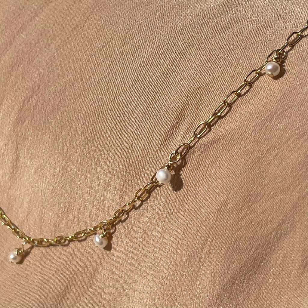 14kt Gold Fill Pearl Paperclip Necklace