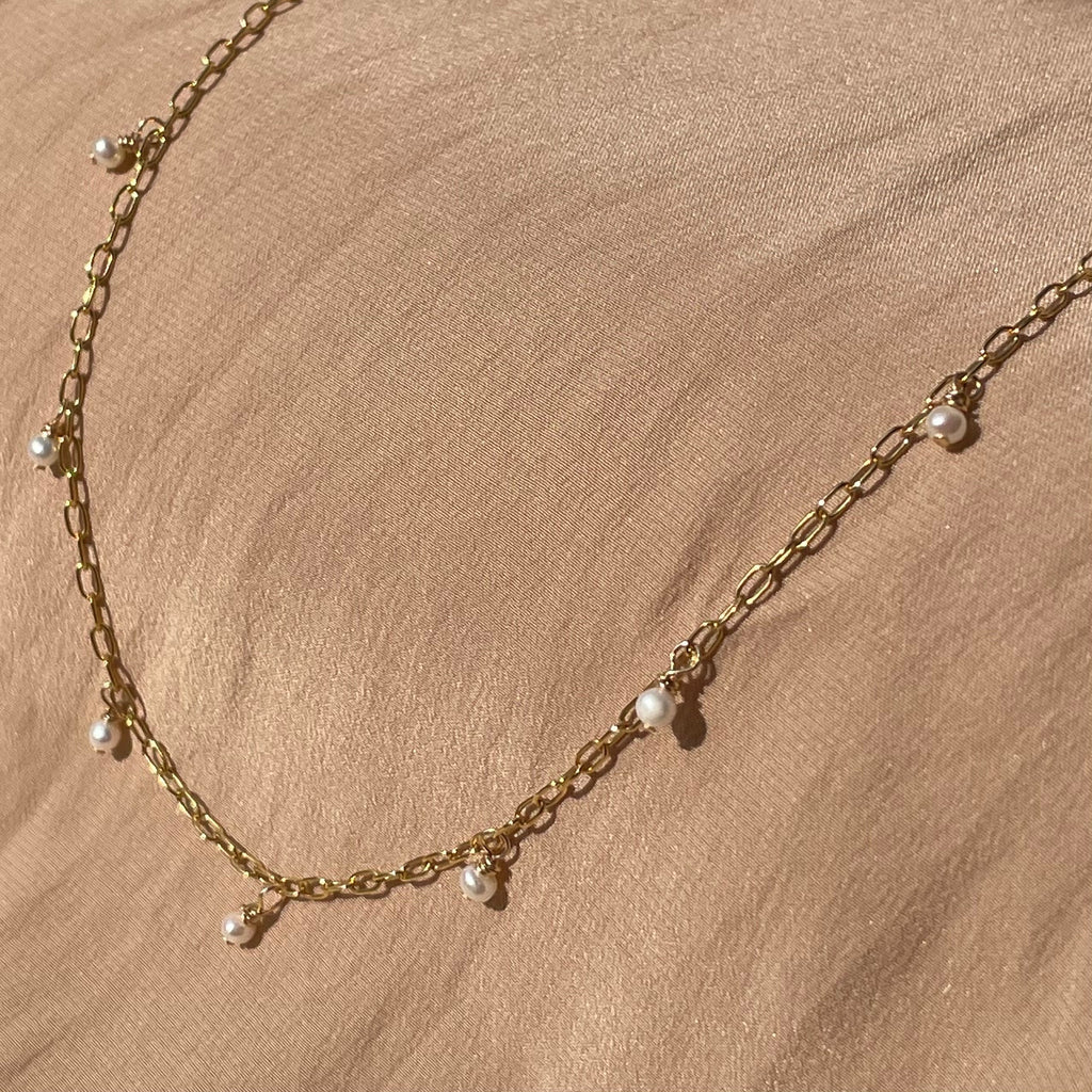 14kt Gold Fill Pearl Paperclip Necklace