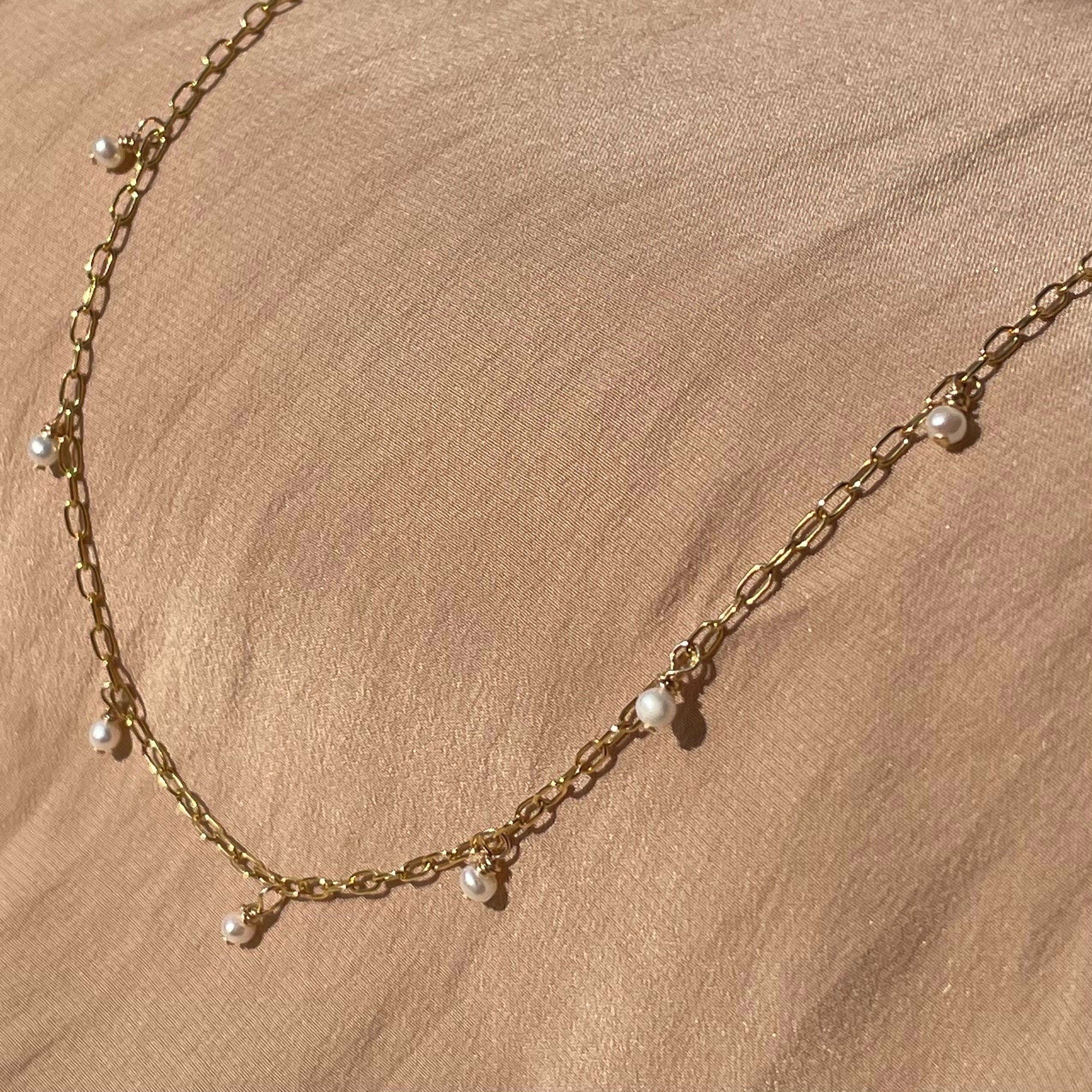 14kt Gold Fill Pearl Paperclip Necklace