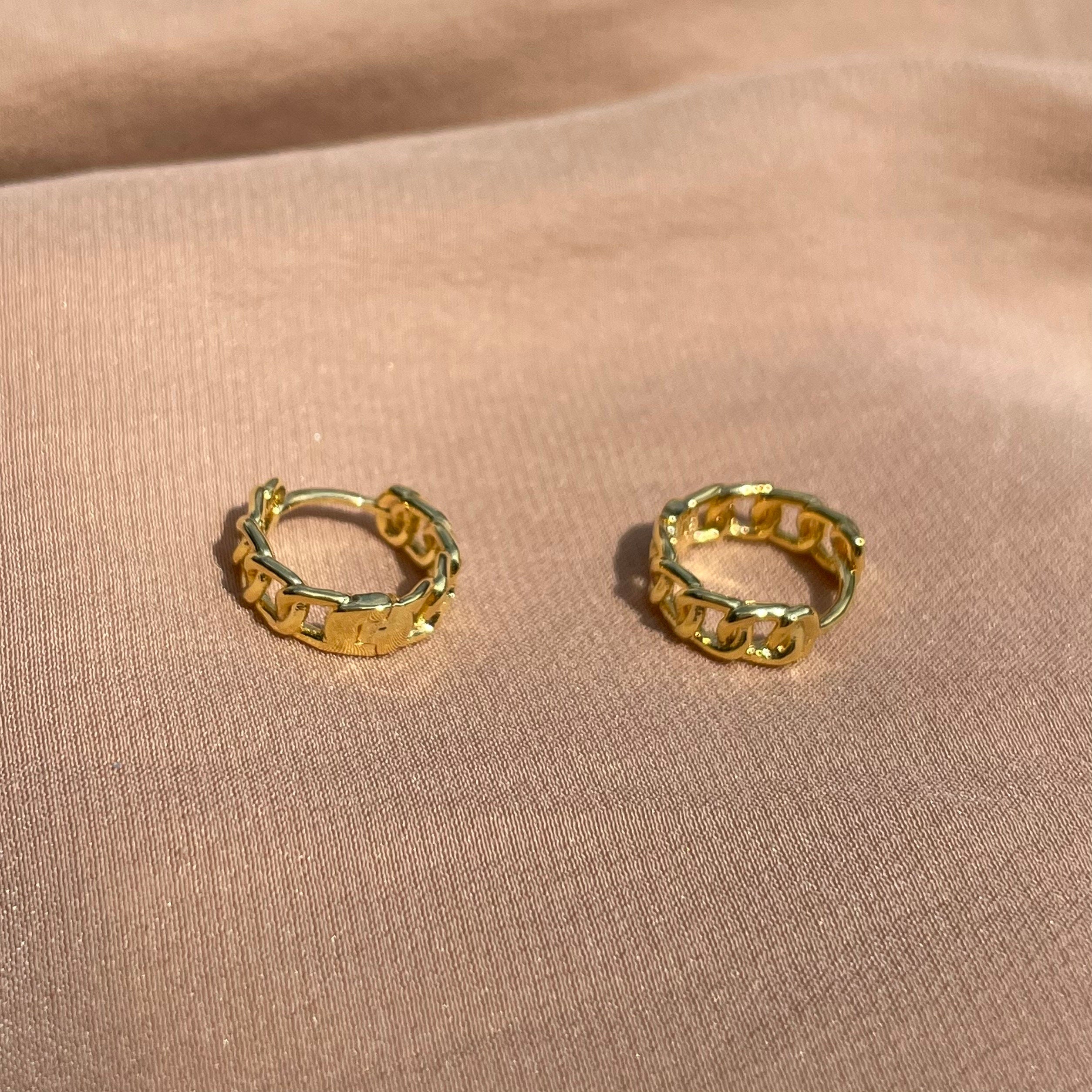 Curb Chain Huggies Huggie Vermeil Earrings