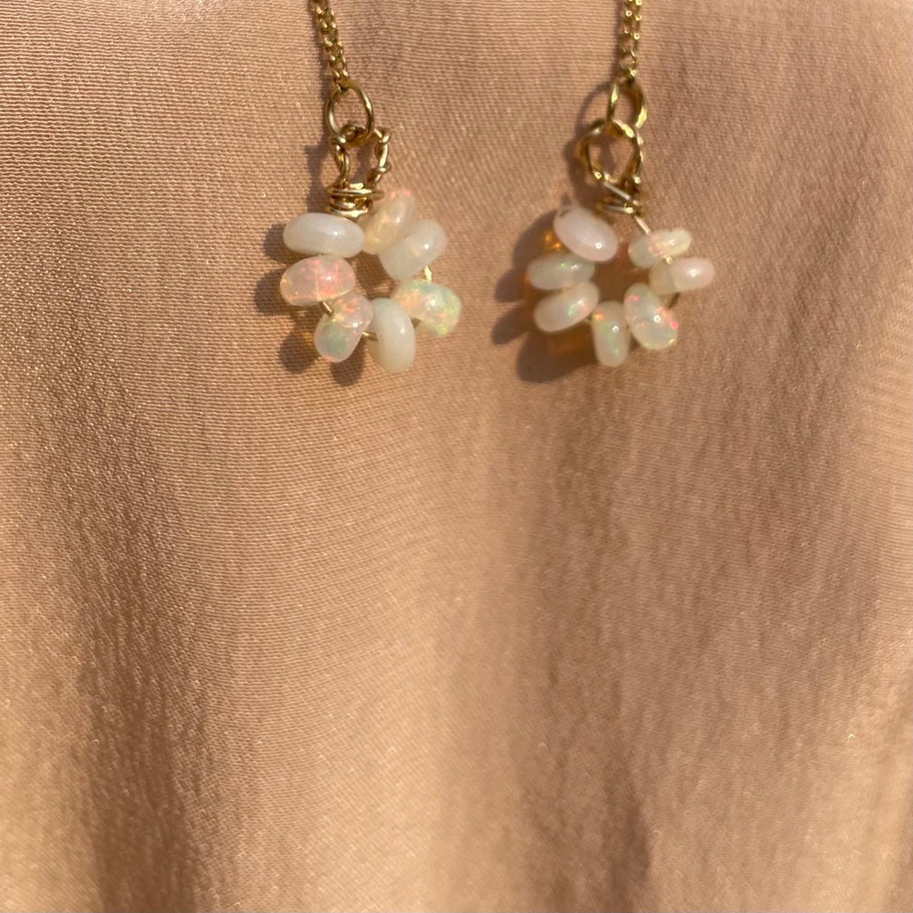 Opal Donut Threader Earrings~ 14kt Gold Filled