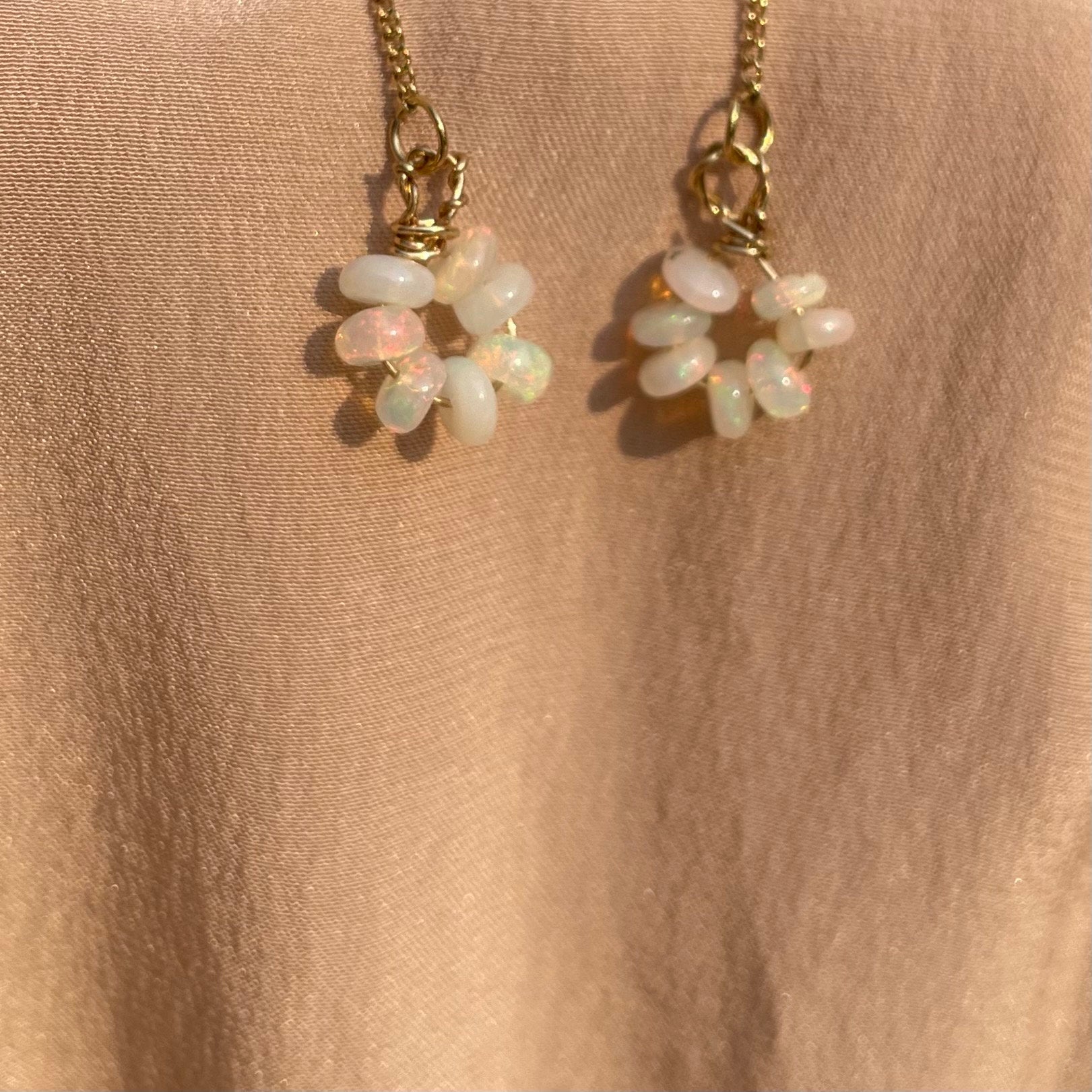 Opal Donut Threader Earrings~ 14kt Gold Filled