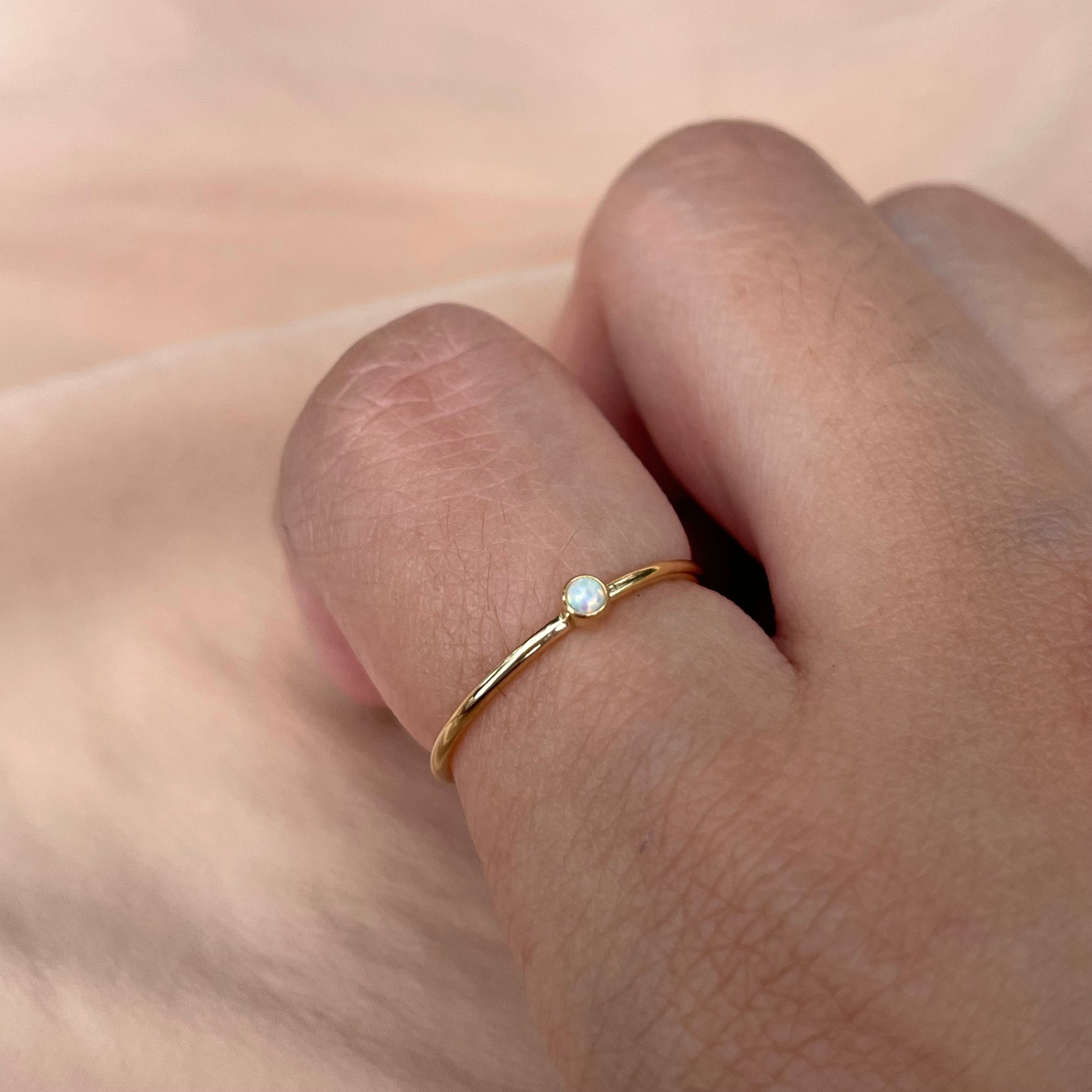 2mm Opal Ring ~ 14kt Gold Fill