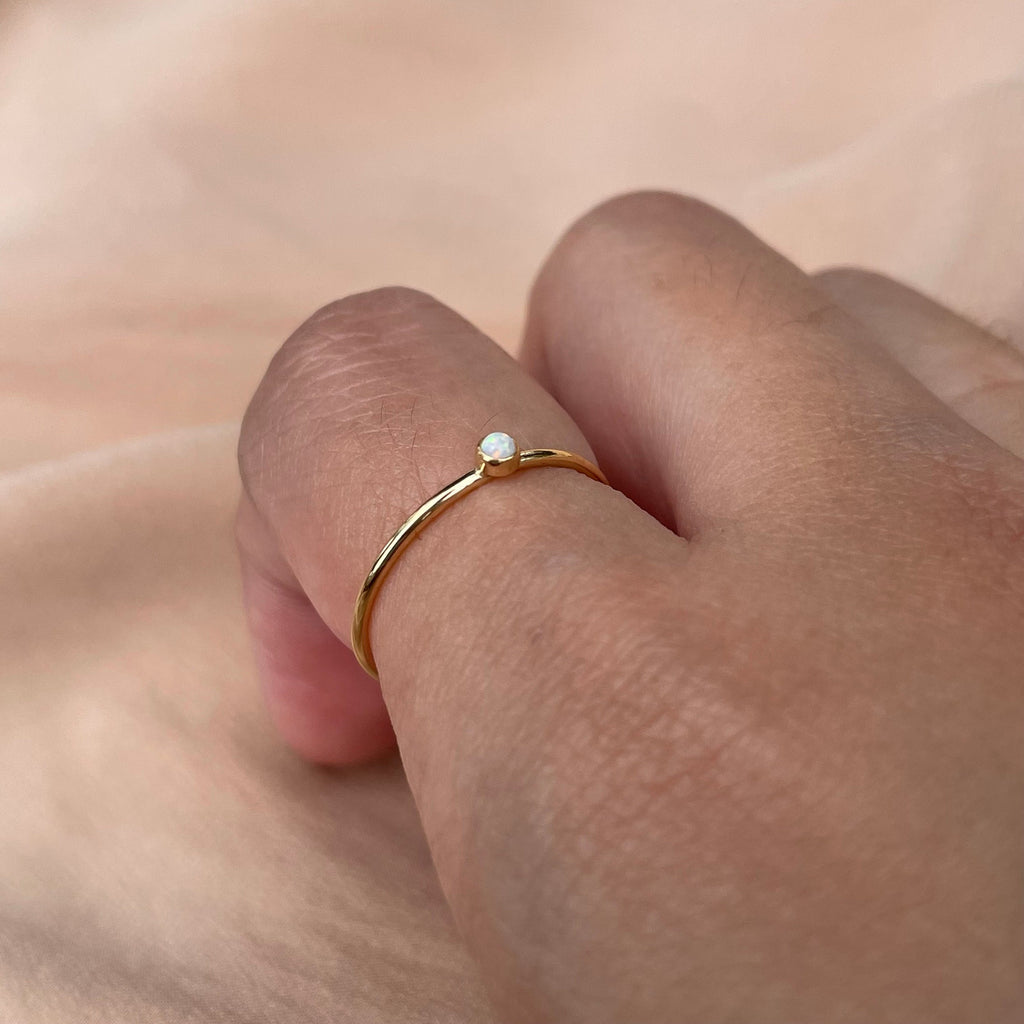 2mm Opal Ring ~ 14kt Gold Fill