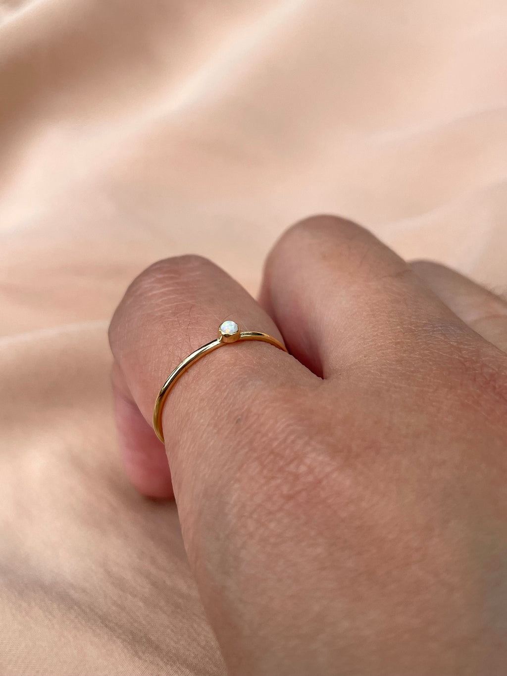 2mm Opal Ring ~ 14kt Gold Fill