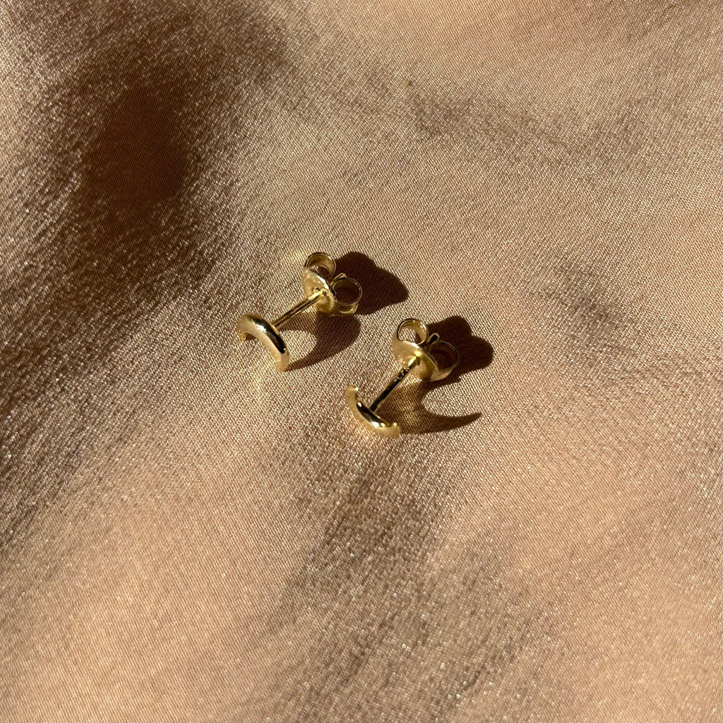 Crescent Moon Phase Stud Vermeil Earrings