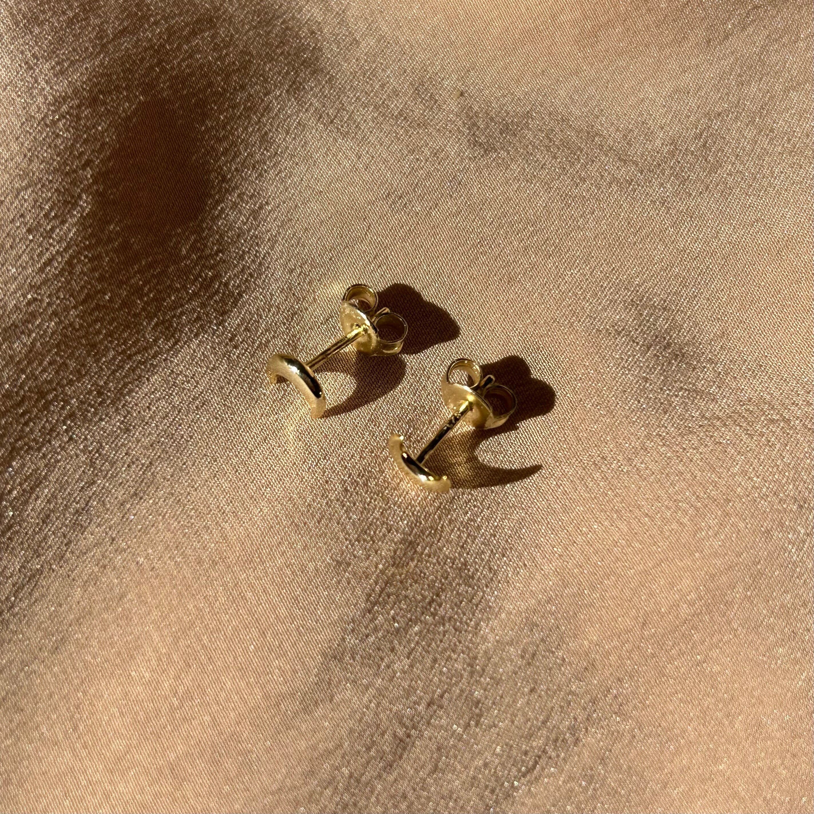 Crescent Moon Phase Stud Vermeil Earrings