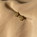 Golden Dots Cross Stud Earrings