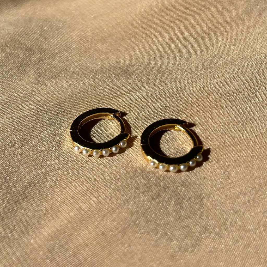 Pearl Huggies Huggie Vermeil Earrings