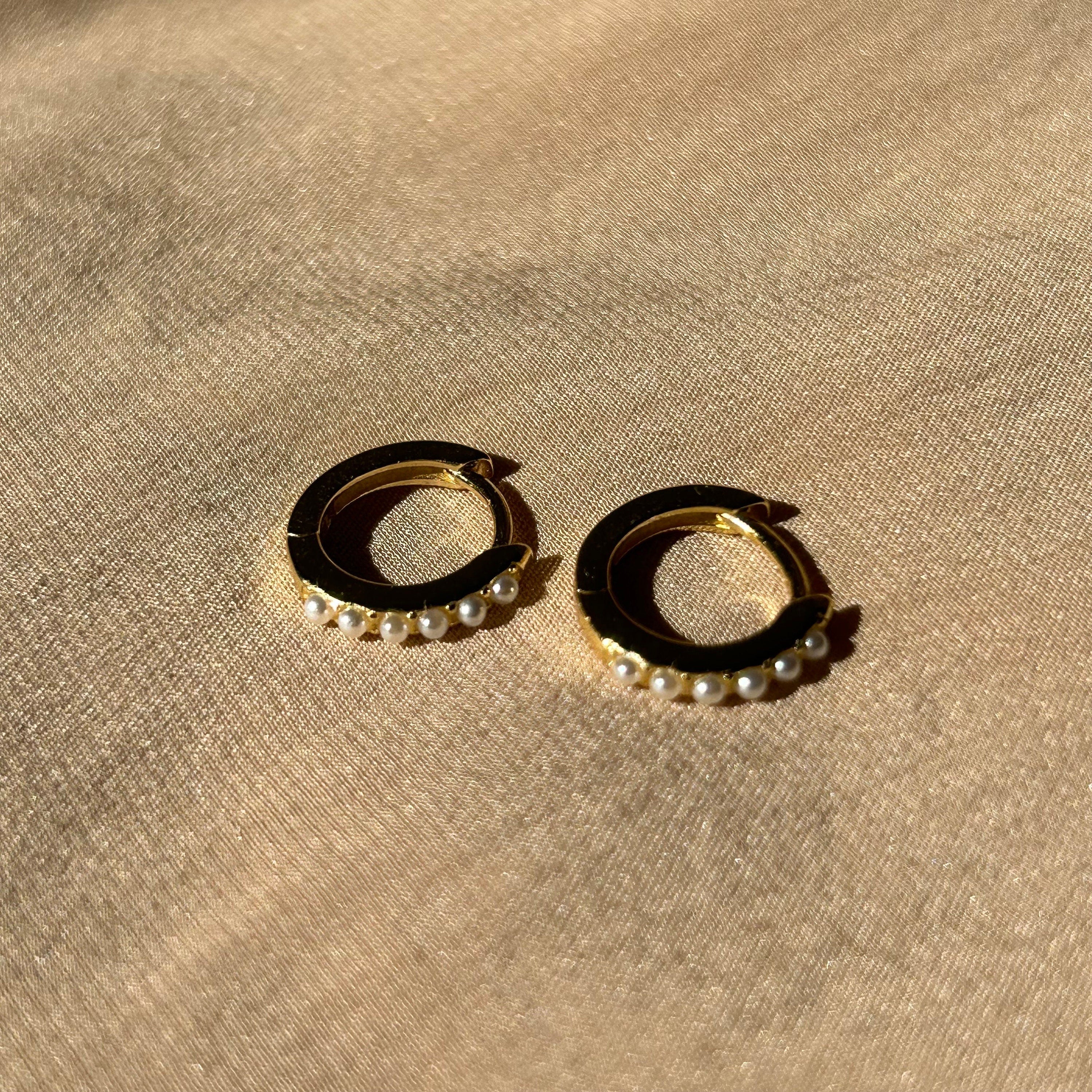 Pearl Huggies Huggie Vermeil Earrings