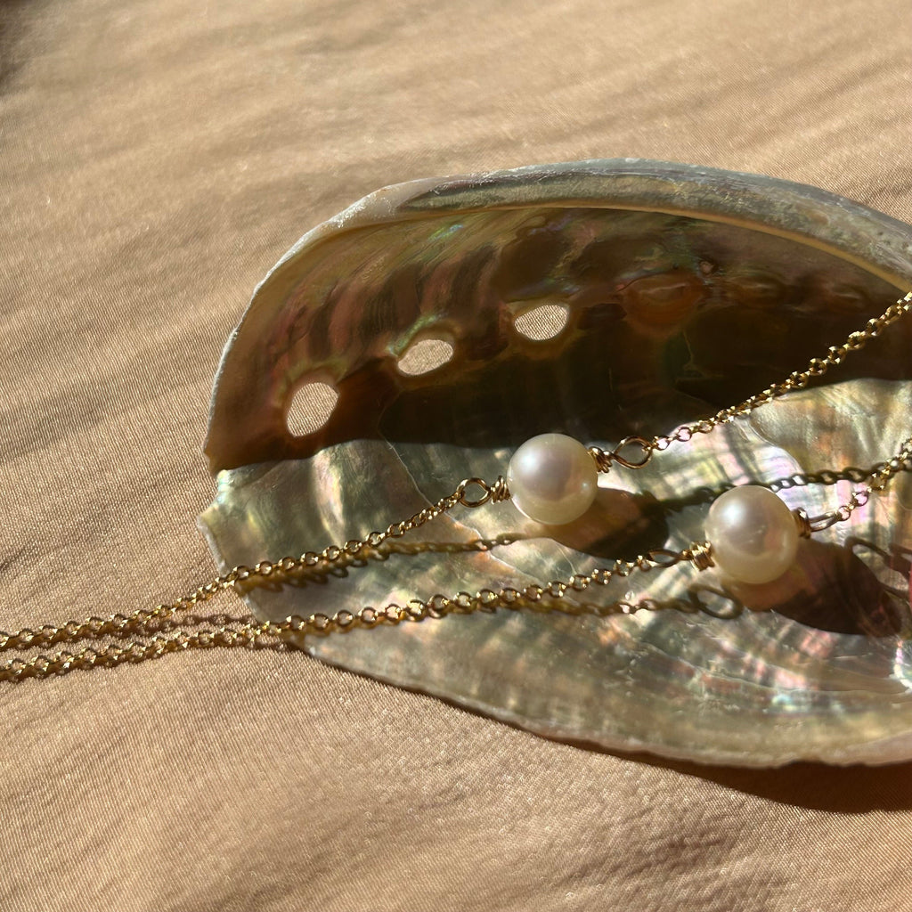 Double Threader Pearl Earrings ~ 14kt Gold Filled