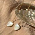 Heart Mother of Pearl Threader Earrings ~ 14kt Gold Filled