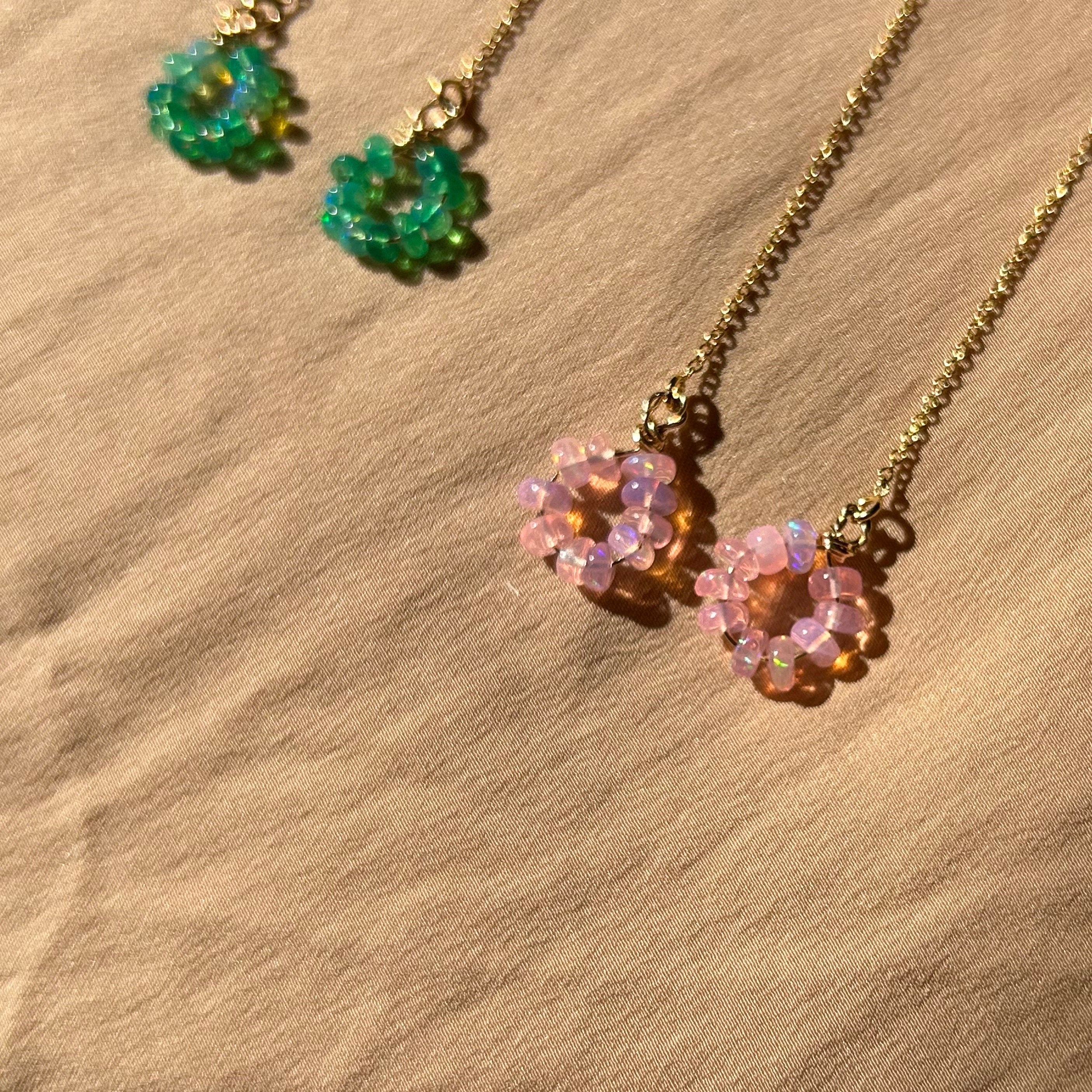 Opal Donut Threader Earrings~ 14kt Gold Filled