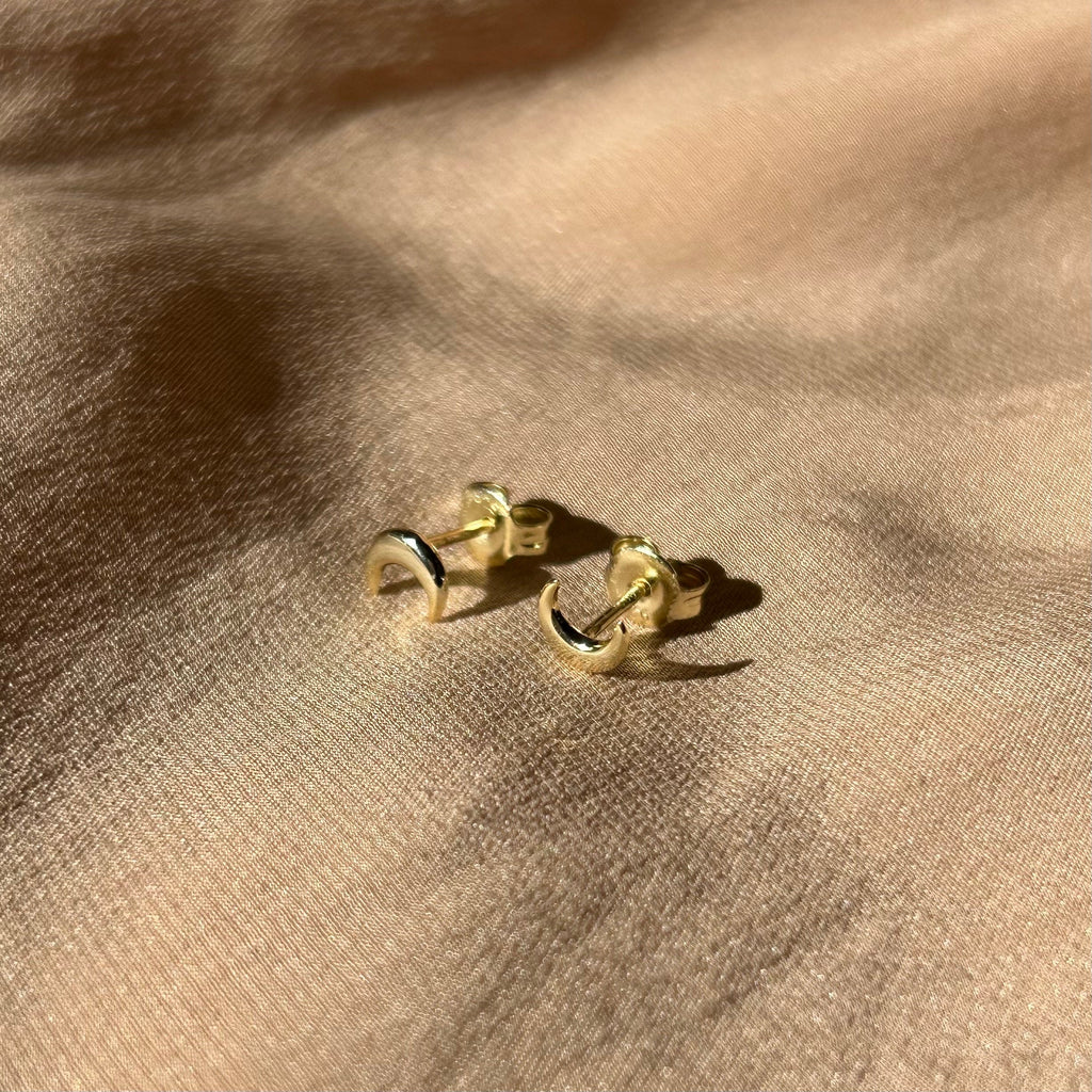 Crescent Moon Phase Stud Vermeil Earrings