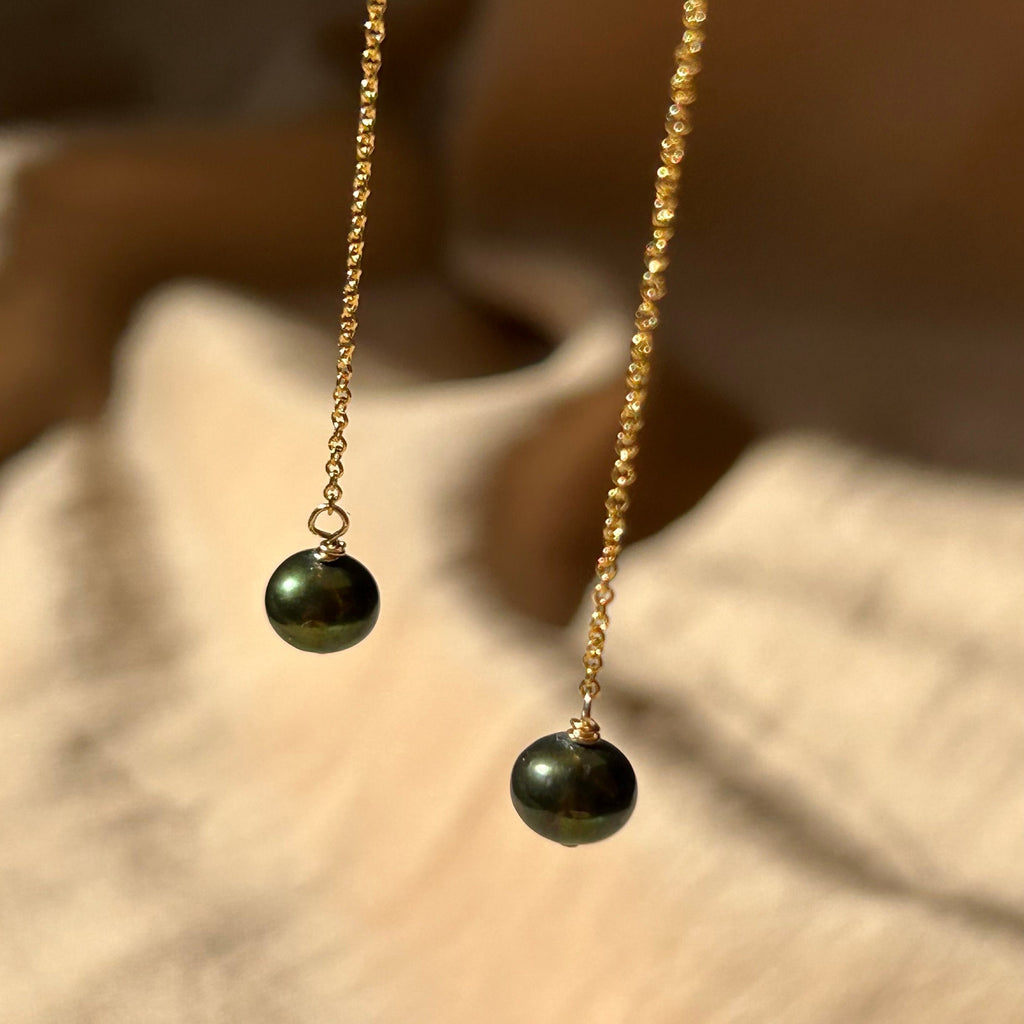 Potato Pearl Simple Threader Earrings ~ 14kt Gold Filled