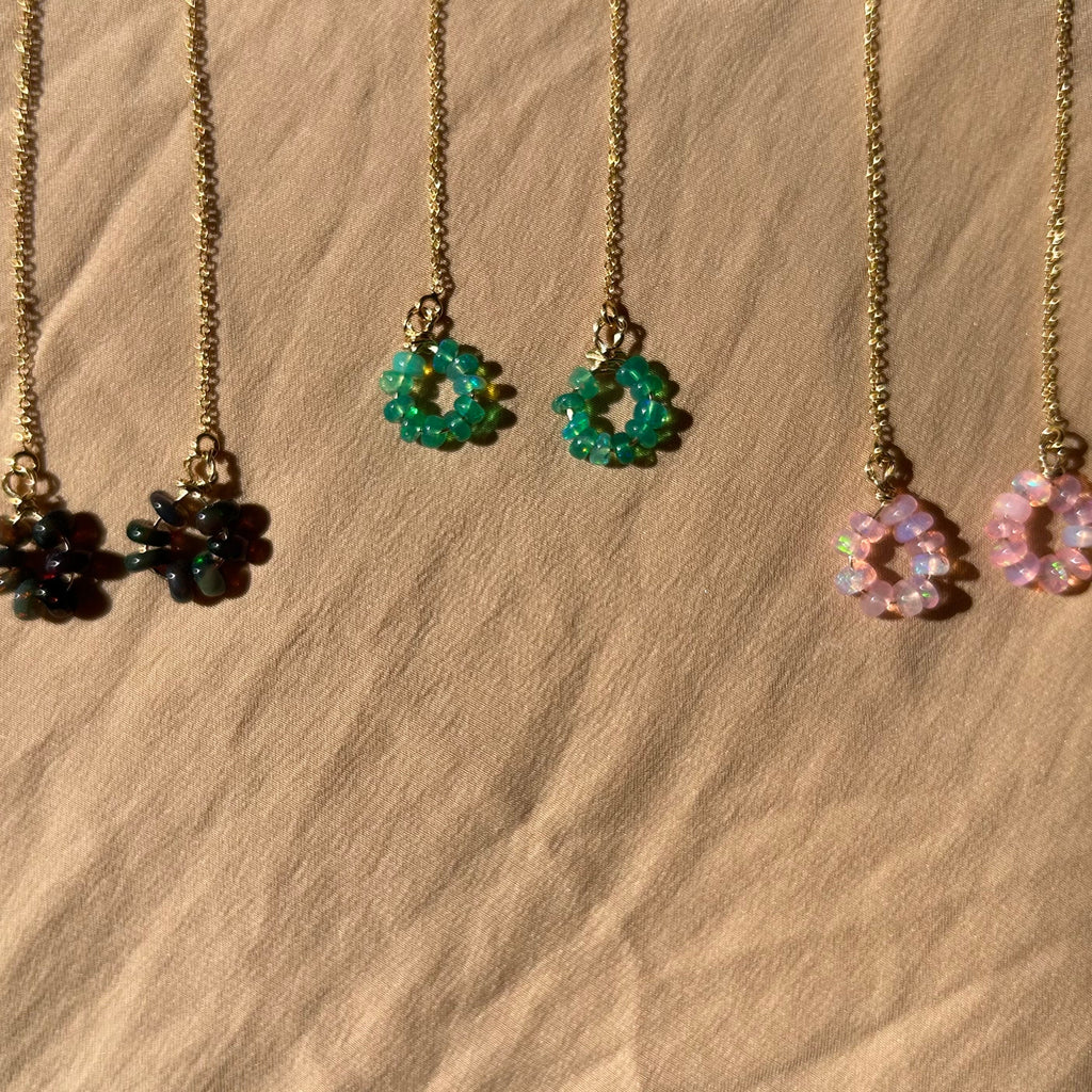 Opal Donut Threader Earrings~ 14kt Gold Filled