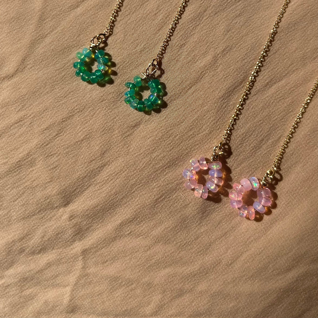 Opal Donut Threader Earrings~ 14kt Gold Filled