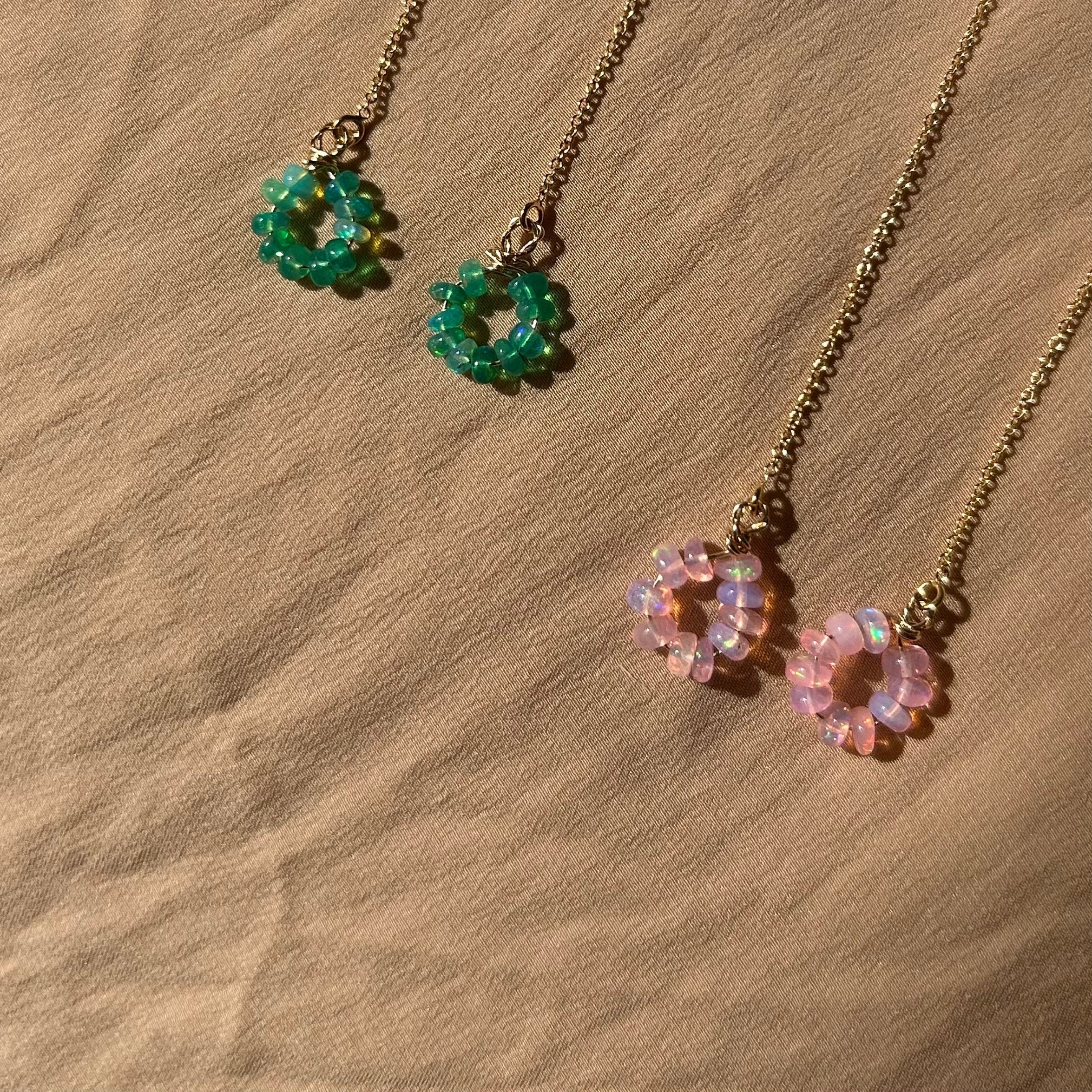 Opal Donut Threader Earrings~ 14kt Gold Filled