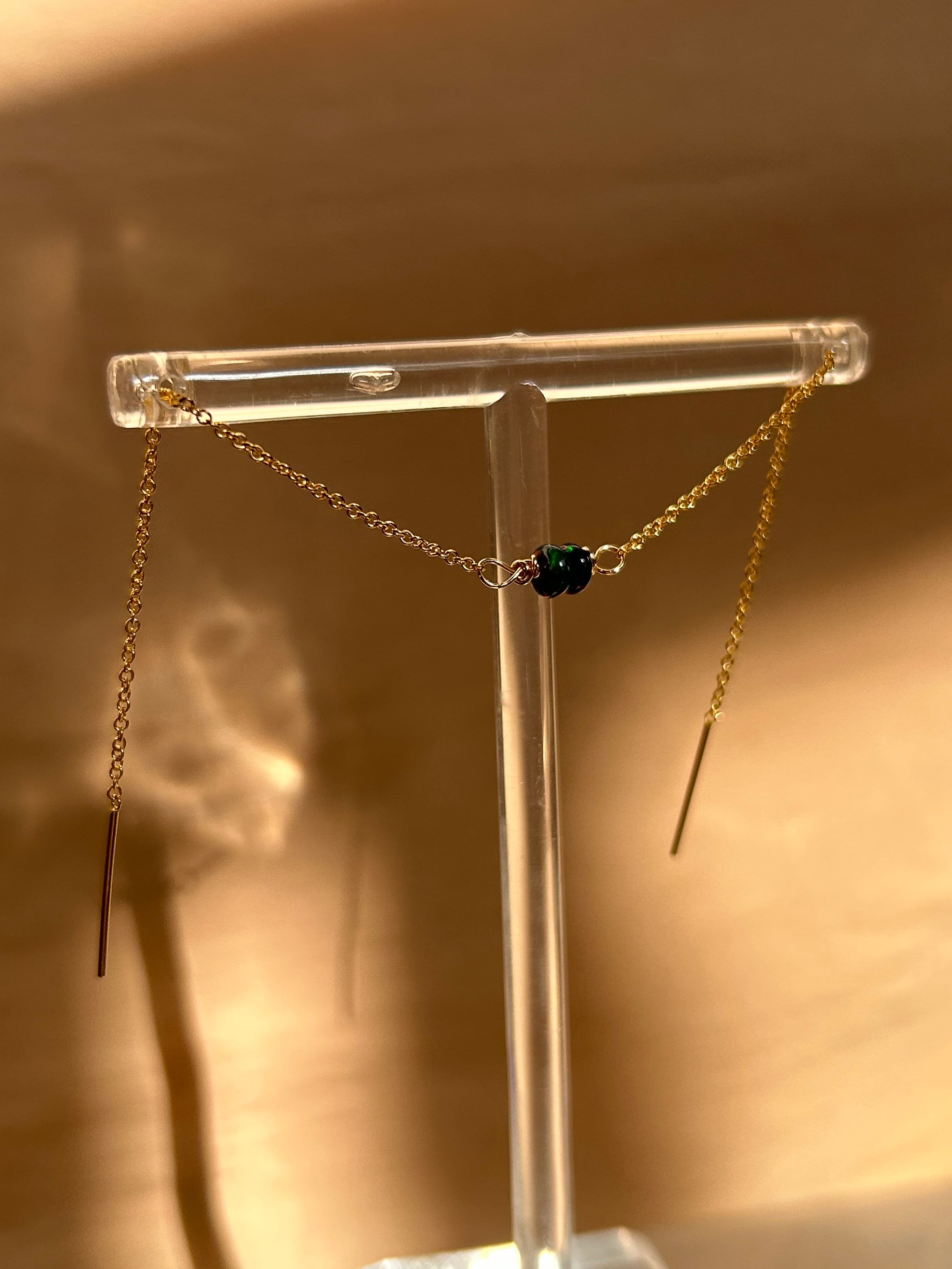 Double Threader Opal Earrings ~ 14kt Gold Fill