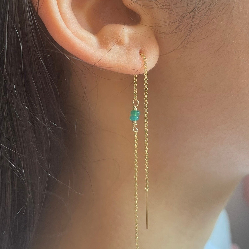 Double Threader Opal Earrings ~ 14kt Gold Fill