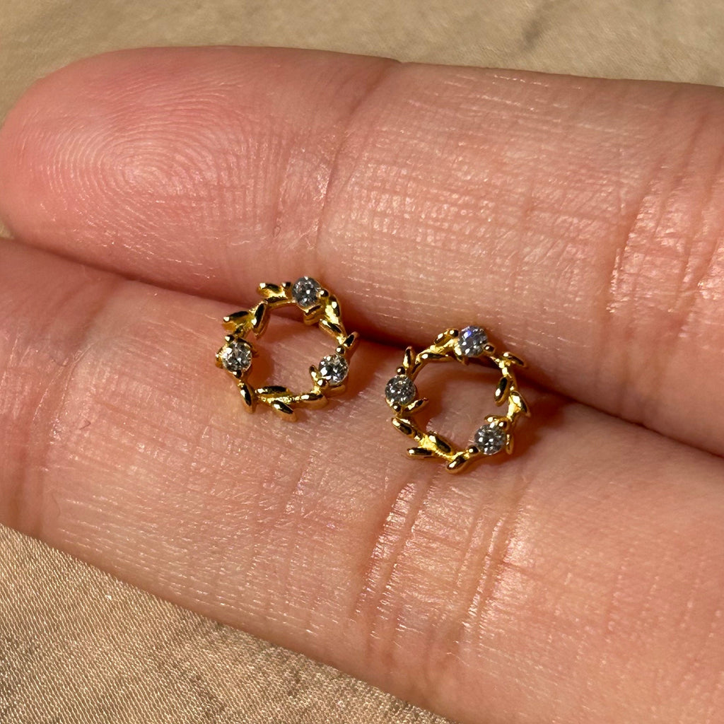 Wreathe Stud Cz Vermeil Earrings