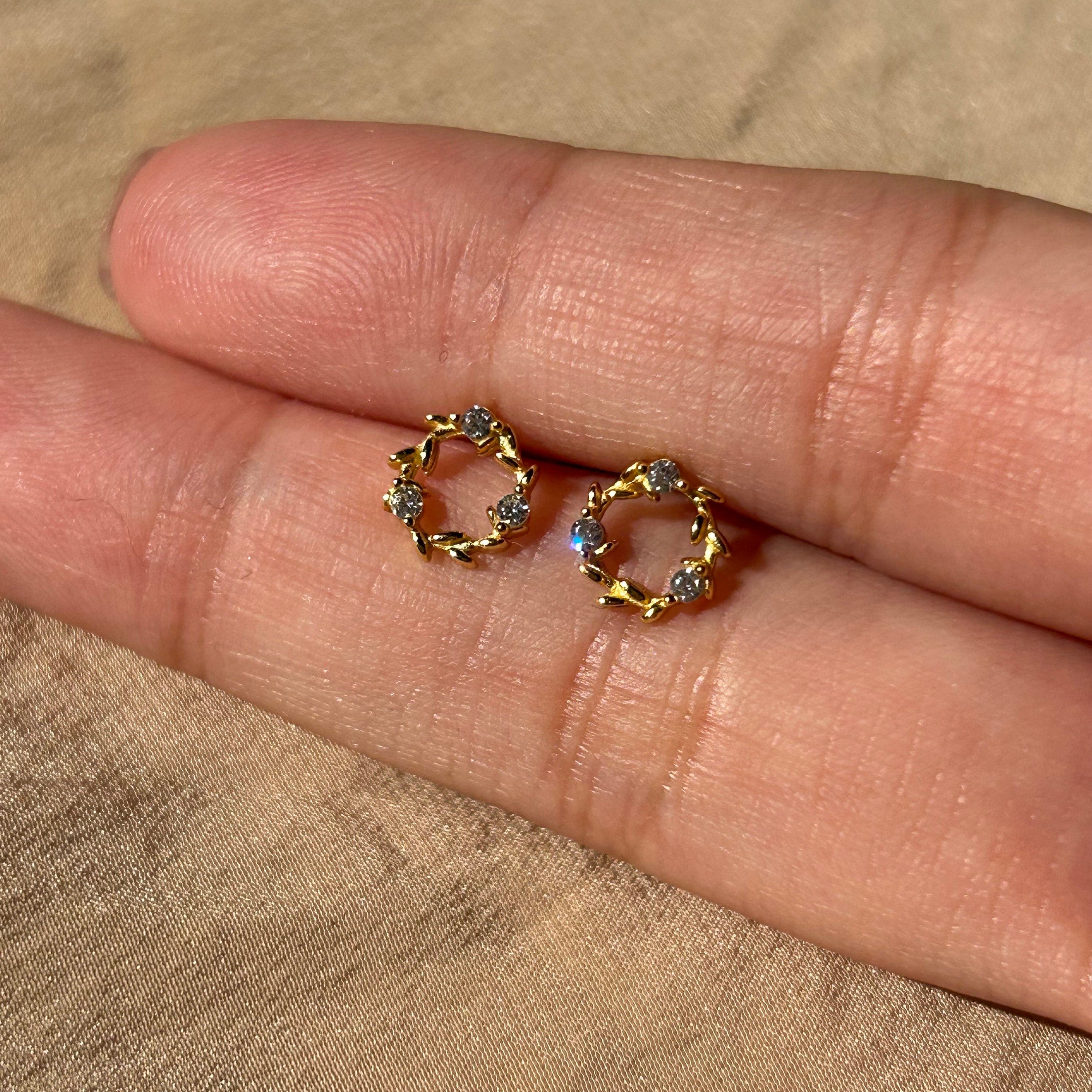 Wreathe Stud Cz Vermeil Earrings
