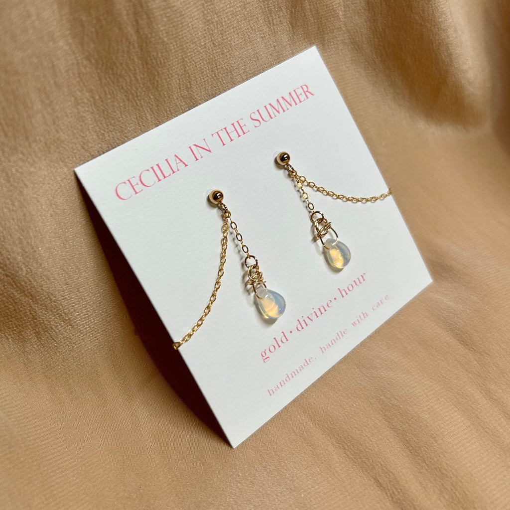 14kt Gold Filled Opal Pear Loop Earrings