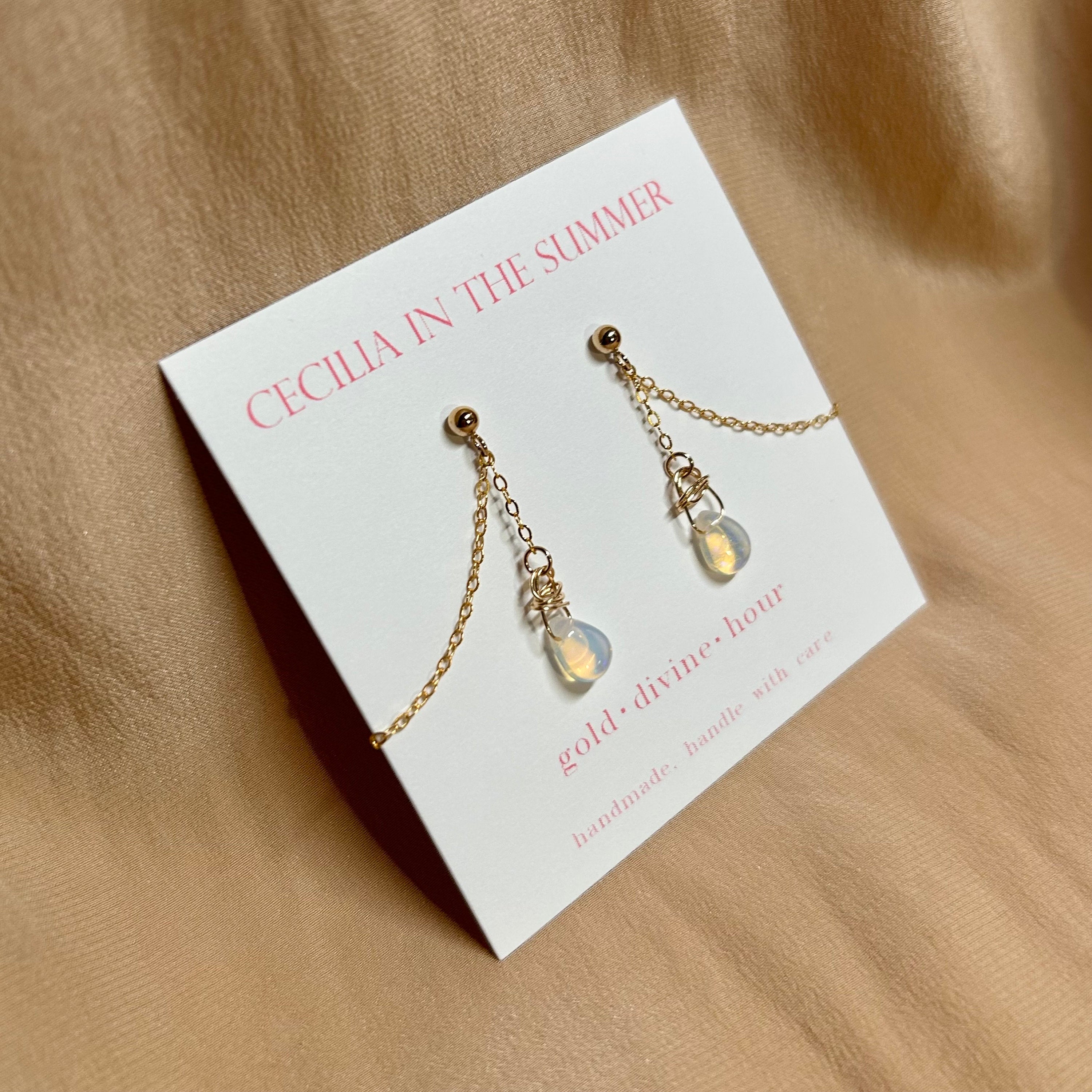 14kt Gold Filled Opal Pear Loop Earrings